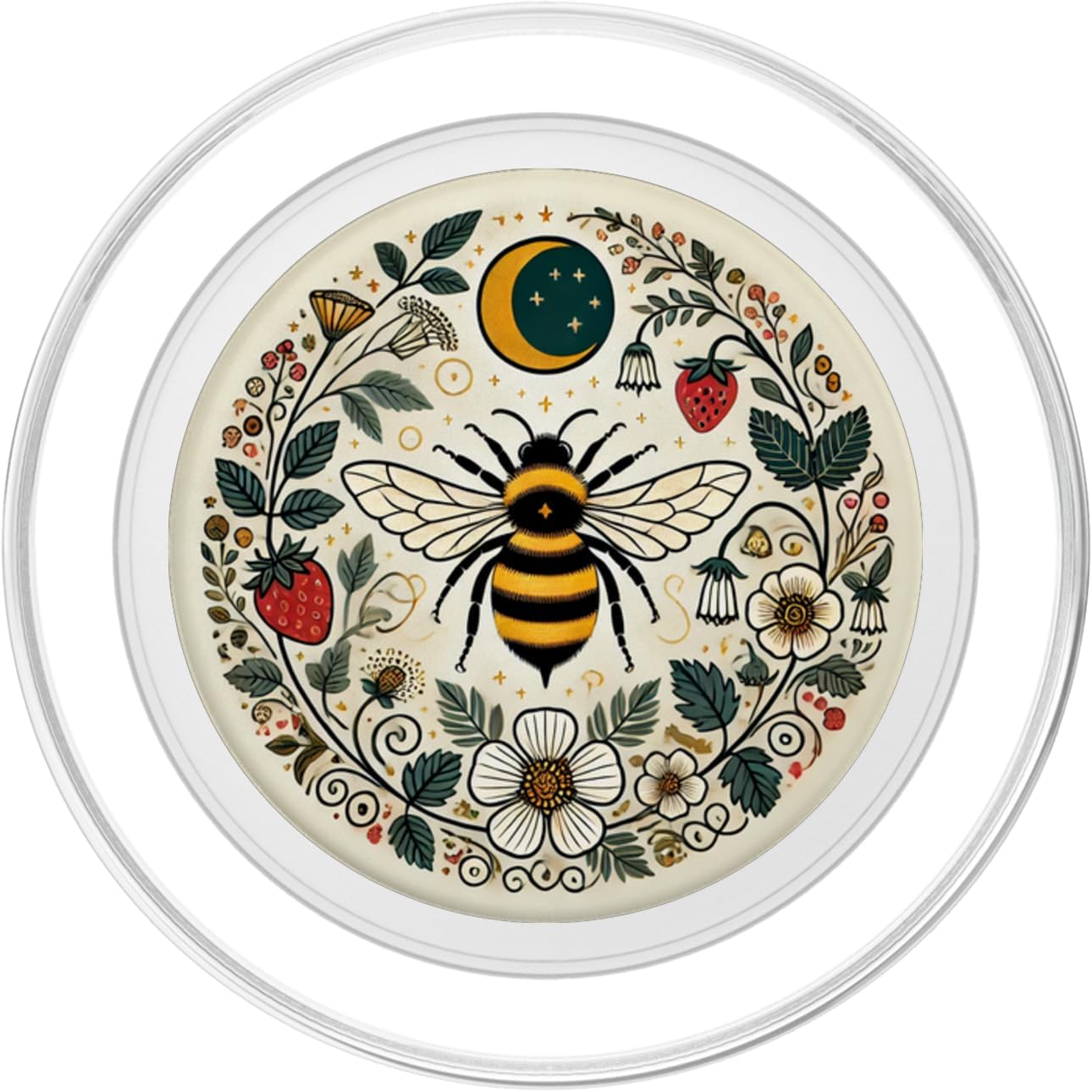 Botanical Bee and Strawberry PopSockets PopGrip for MagSafe