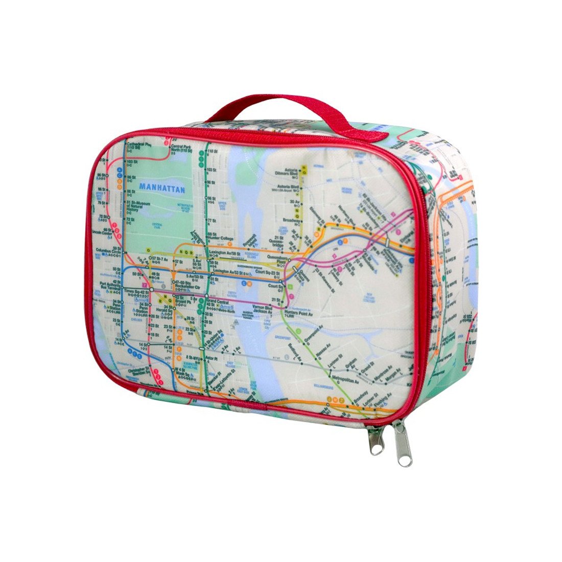 NYC All-Over Map Lunch Bag (Red Trim)