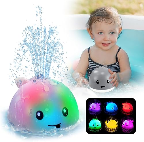 ZHENDUO Juguetes de baño para bebés, juguetes de baño iluminados, juguetes de bañera con aspersor para niños pequeños, niños pequeños, juguete
