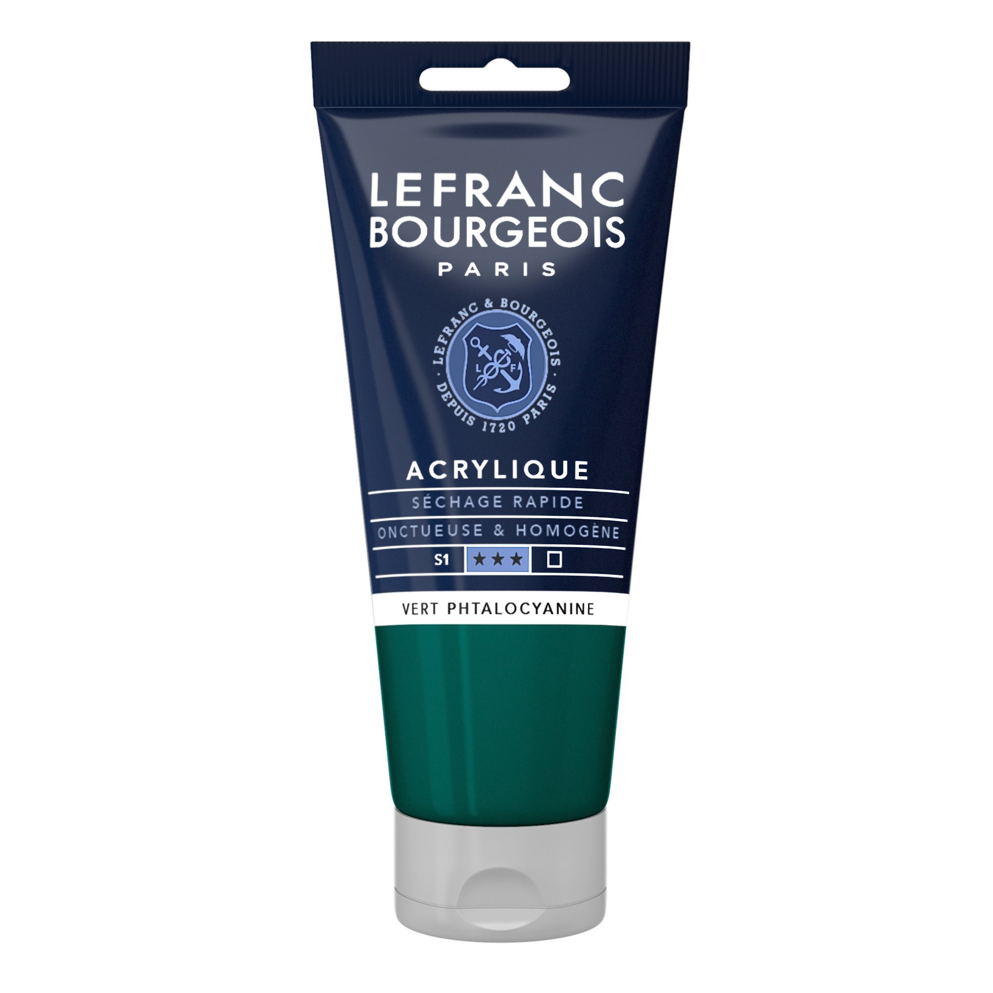 Lefranc Bourgeois 300466 Fine Acrylic Paint - Phthalocyanine Green, 80 ml Tube, Creamy Acrylic Paint, Water-Based, Quick Drying, Lightfast, Waterproof