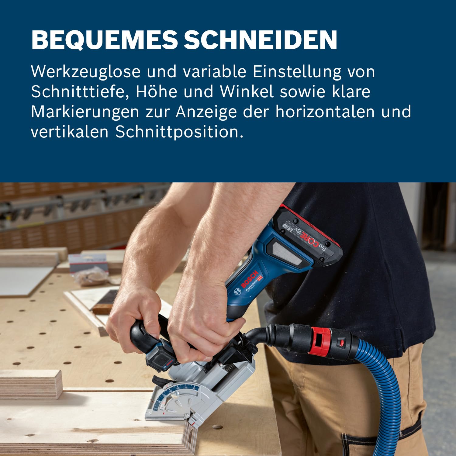 Bosch Professional 18V System Akku-Flachdübelfräse GFF 18V-22 (inkl. Scheibenfräser Ø 105 mm, Staubbeutel, Anklippscheibe, Zweilochmutterndreher, Einlage, L-BOXX, ohne Akku/Ladegerät)
