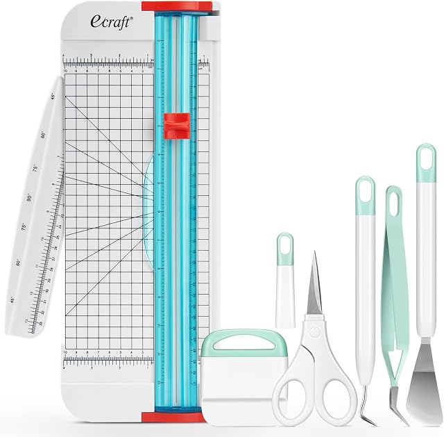 Ecraft Paper Cutter Trimmer with Vinyl Weeding Tool Set Weeder/Scraper/Spatula/Tweezers/Scissors Basic Tools Kit for Scrapbooking,Lable,Cardstock,Coupon,Letter,DIY Art Crafting,Cutting,Splicing