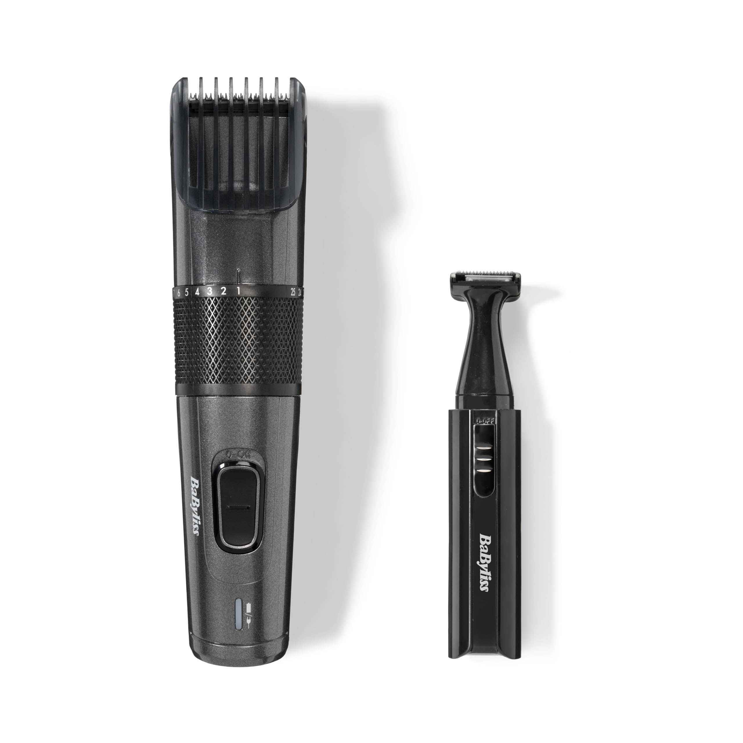 BaByliss MEN E978E Tagliacapelli con Lame in Titanio al Carbonio, a Rete/Ricaricabile, Mini Trimmer di Precisione Incluso, 26 Altezze di Taglio da 0.5 mm a 25 mm, Lame Lavabili, Custodia Rigida
