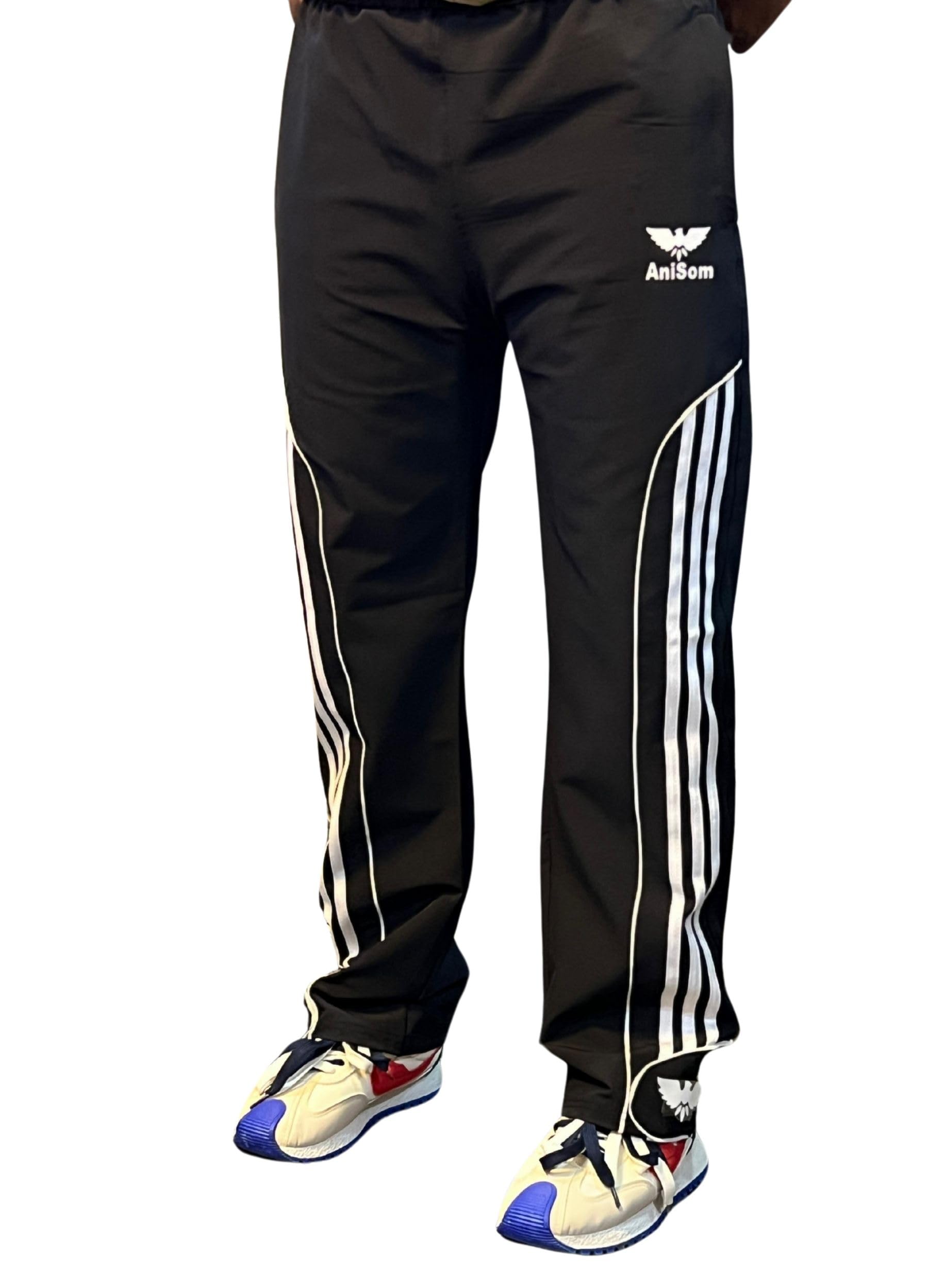 image of "anisom" Men's Front 3 Striped Mohri Patch Lycra Blend Nylon Fabric Track Pants for Gym Running & Casual Outings-picture-38
