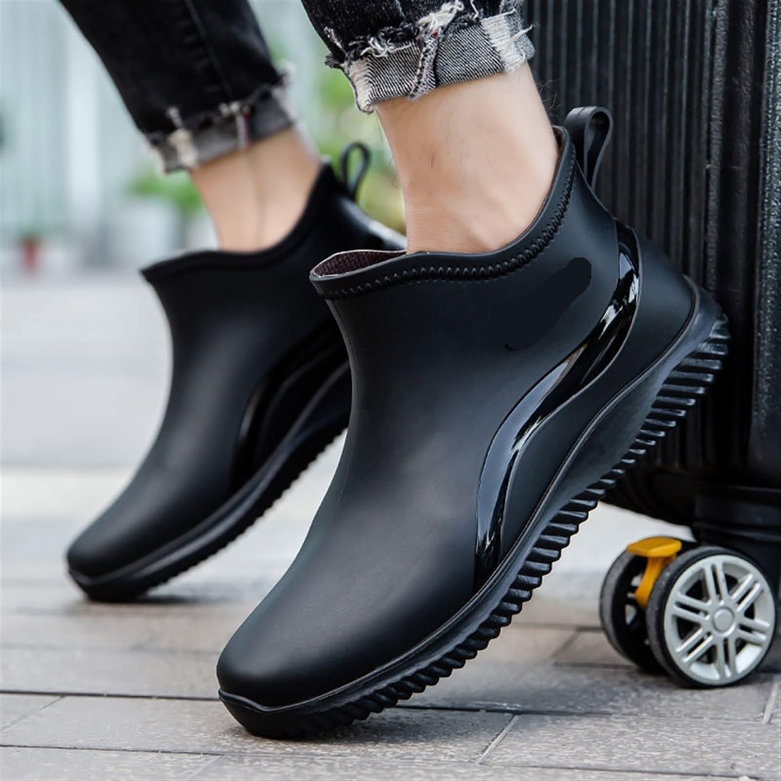Scarpe Da Pioggia Uomo Stivali da pioggia uomo corti in gomma Scarpe in for esterni