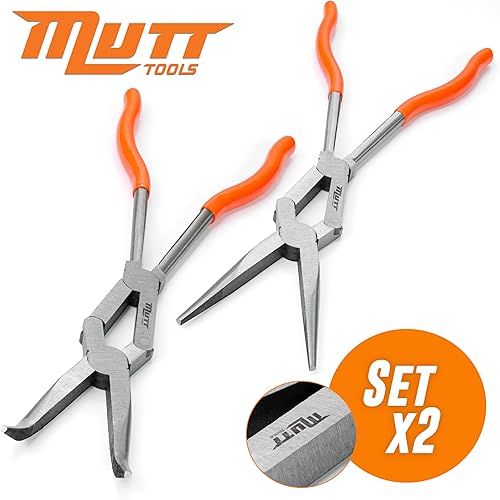 Miniatura 8 de AMERICAN MUTT TOOLS Juego de 2 alicates de punta de aguja de doble articulación, alicates de punta de aguja de 13 pulgadas de largo y alicates de