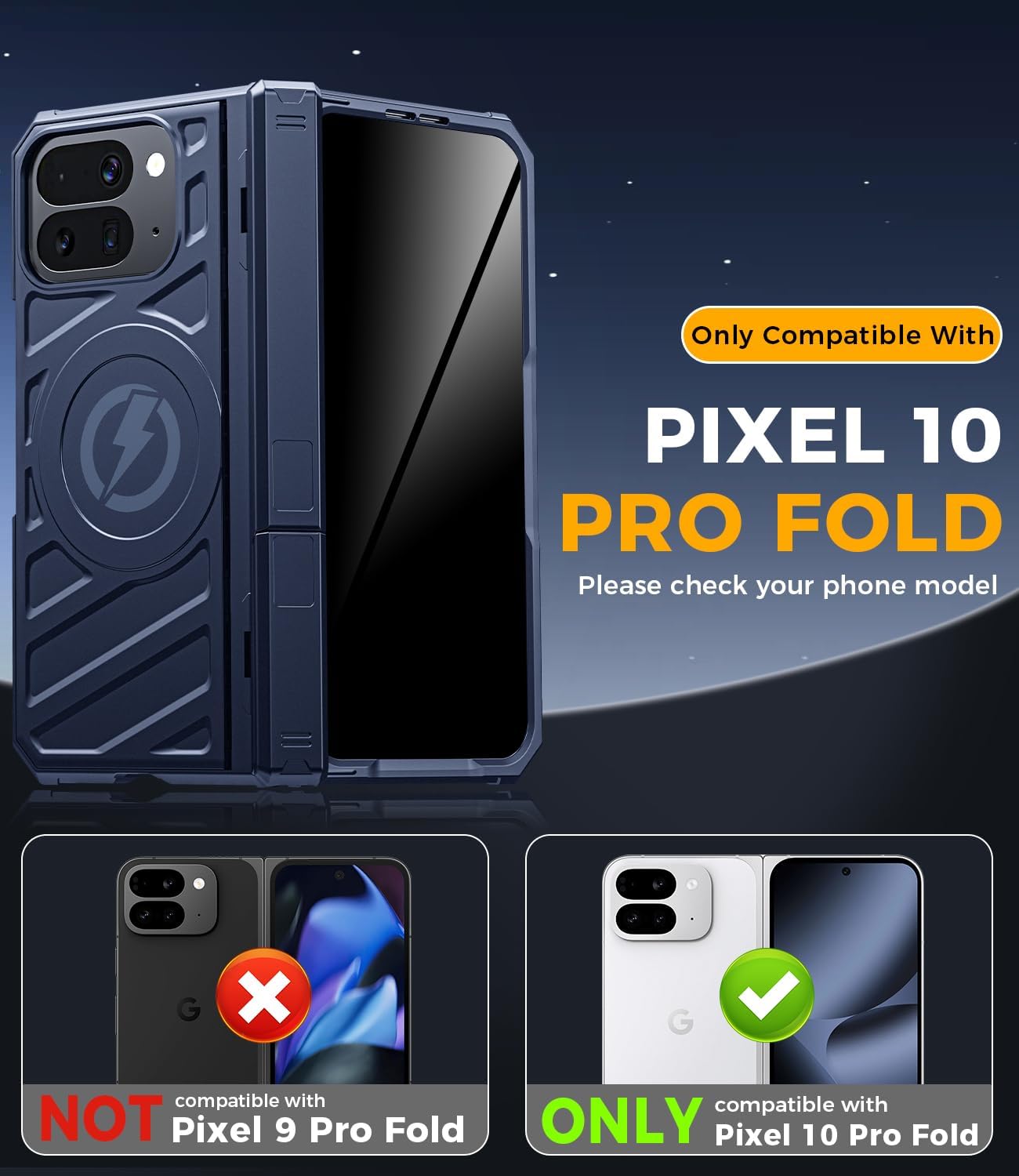 Magnetic For Pixel 10-Pro-Fold Case: Durable Phone Case for Business With Privacy Screen Protector [Compatible With Magsafe][Hinge Protection] Invisible Dual Stand For Google 10 Pro Fold 5G 2025