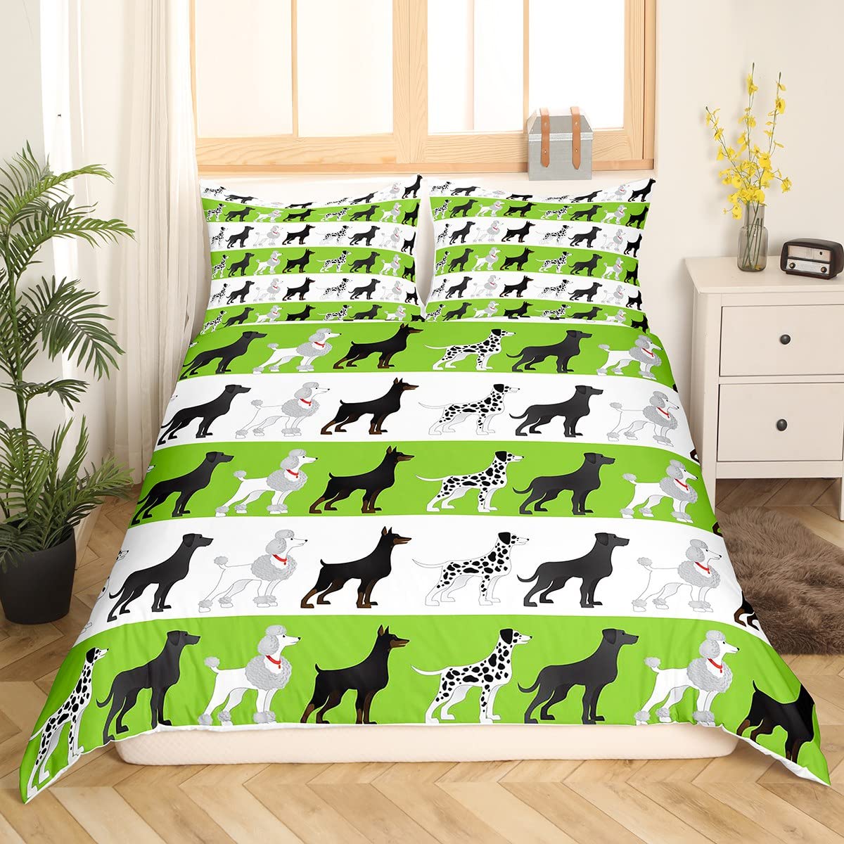Housse de couette chien dalmatien en microfibre pour lit enfant