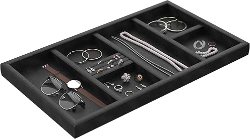 ClosetMaid SuiteSymphony - Organizador de terciopelo, cajones para collares, aretes, pulseras, relojes, anillos, 21.7 pulgadas de ancho, negro de
