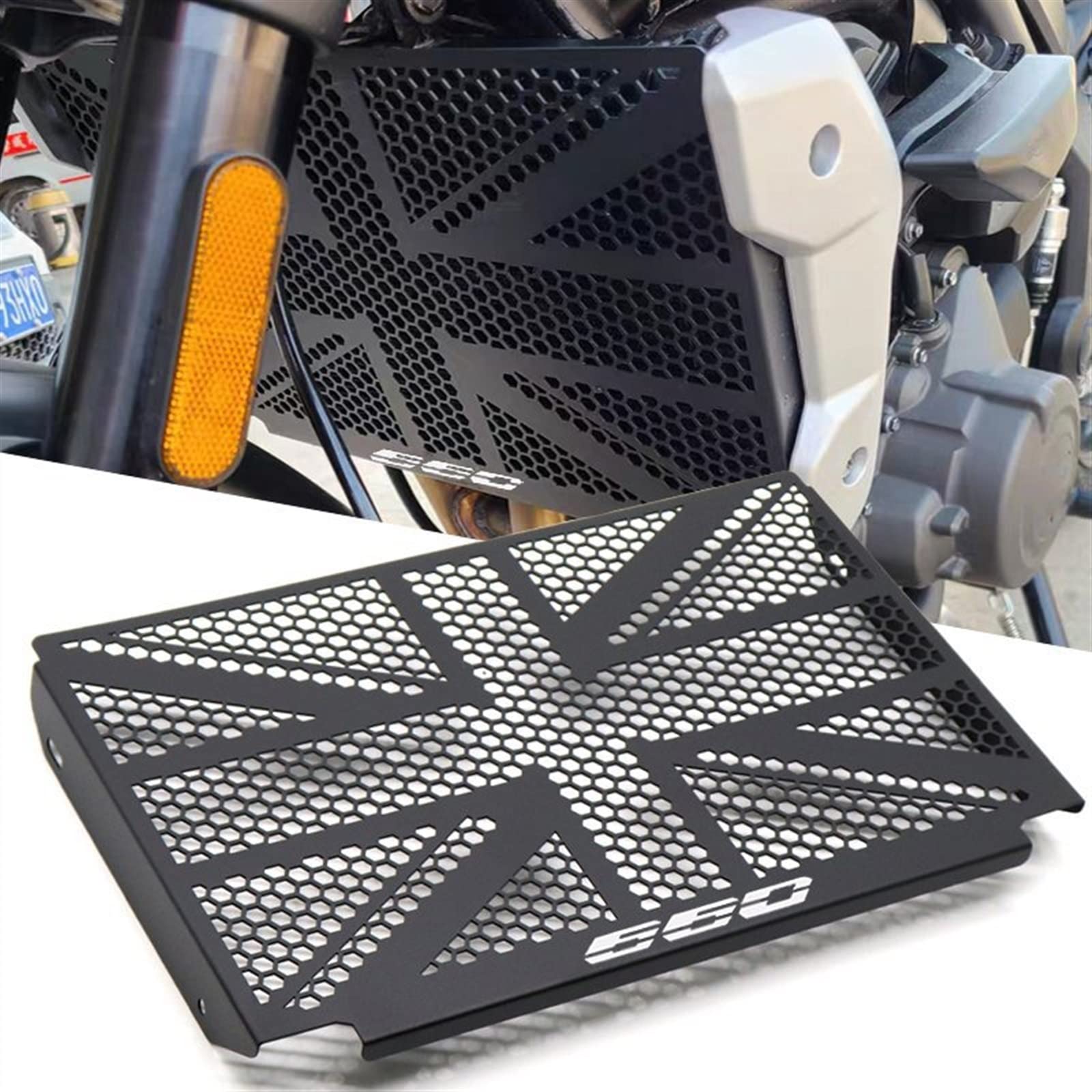 Grille Radiateur Protection Triumph Trident 660 2021-2023 - Aluminium Et Acier Inox - Noire - Montage Facile