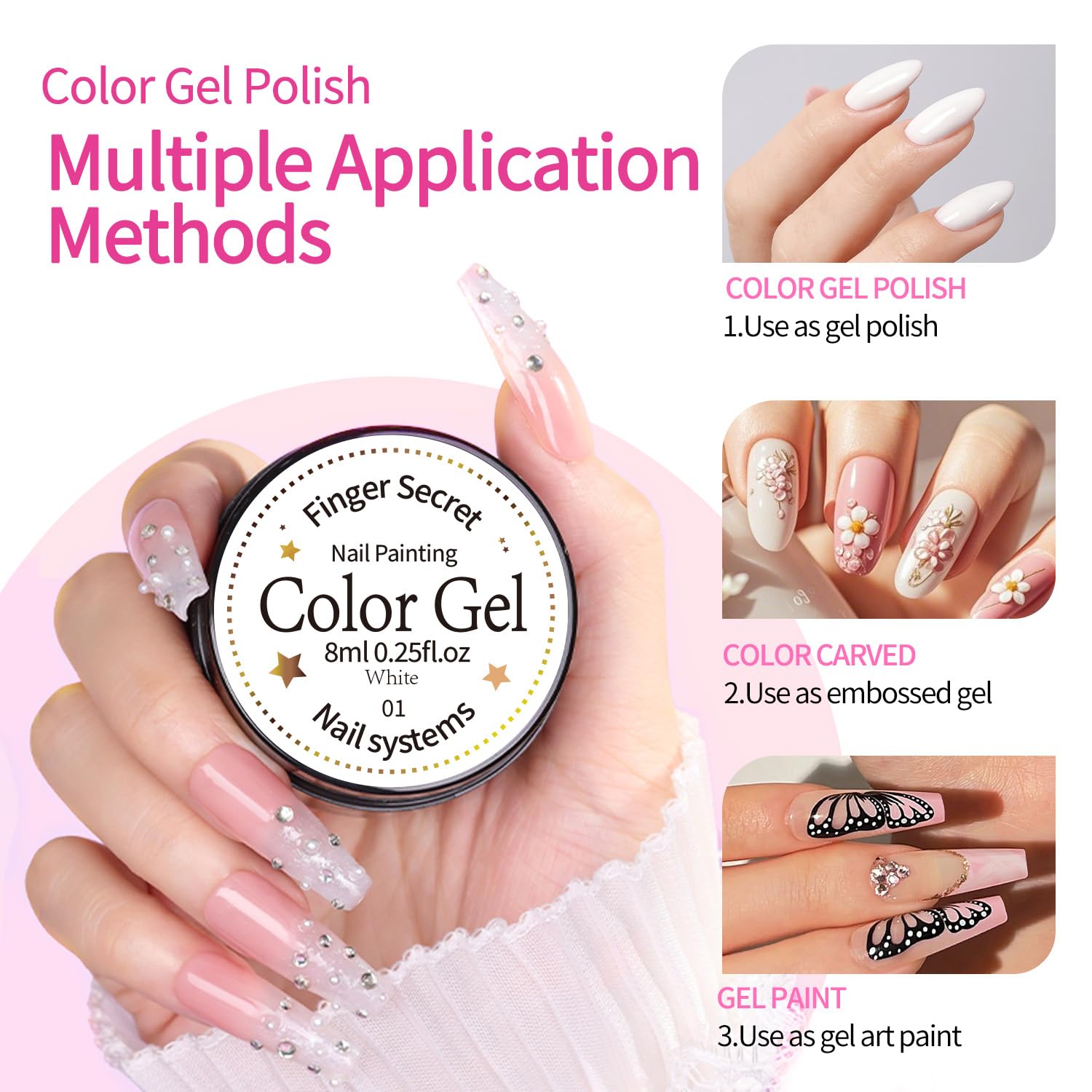 Nail Painting Gel Polish Kit – Pure Color Soak Off Gel per nail art, fai da te e salone, set di pittura per manicure durevole con colori chiari (36)