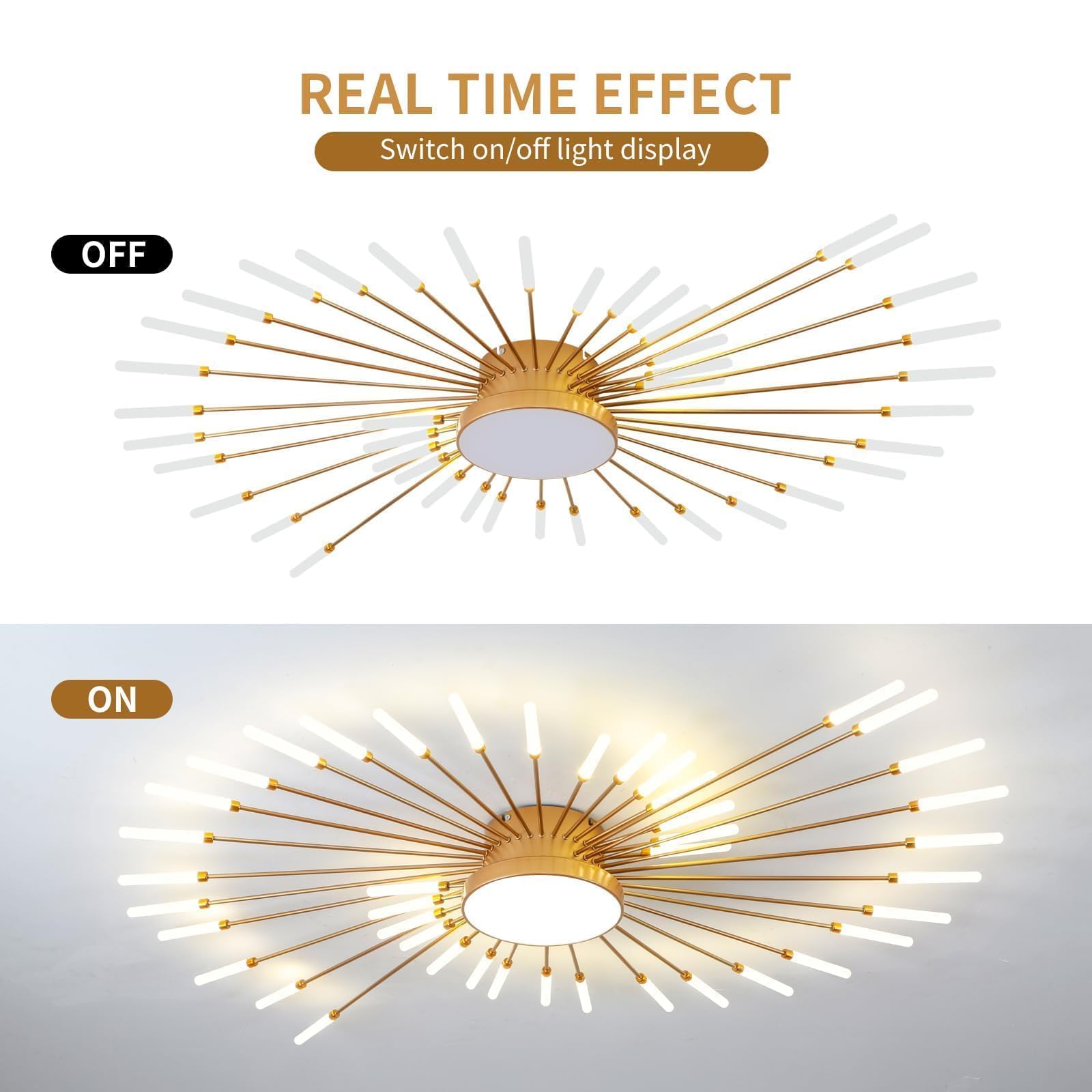 Plafoniera Moderna A Led Dimmerabile,42+1 Teste Lampada Da Soffitto A Incasso In Oro Lampadari Per Camera Dei Bambini Camera Da Letto Soggiorno Luce A Forma Di Fiore3000-6000k Con Telecomando