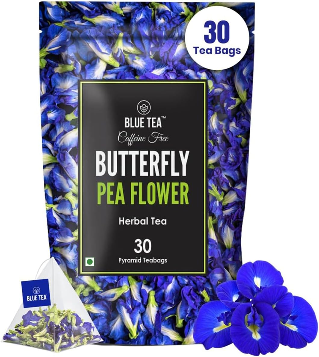 BLUE TEA Dried Butterfly Pea Flower, 100% Organic Directly from the Source, Makes Naturally Blue, Purple, Pink Foods, Iced Tea, Coolers, Cocktails, Mocktails, Clitoria Ternatea, Blue Pea or Butterfly