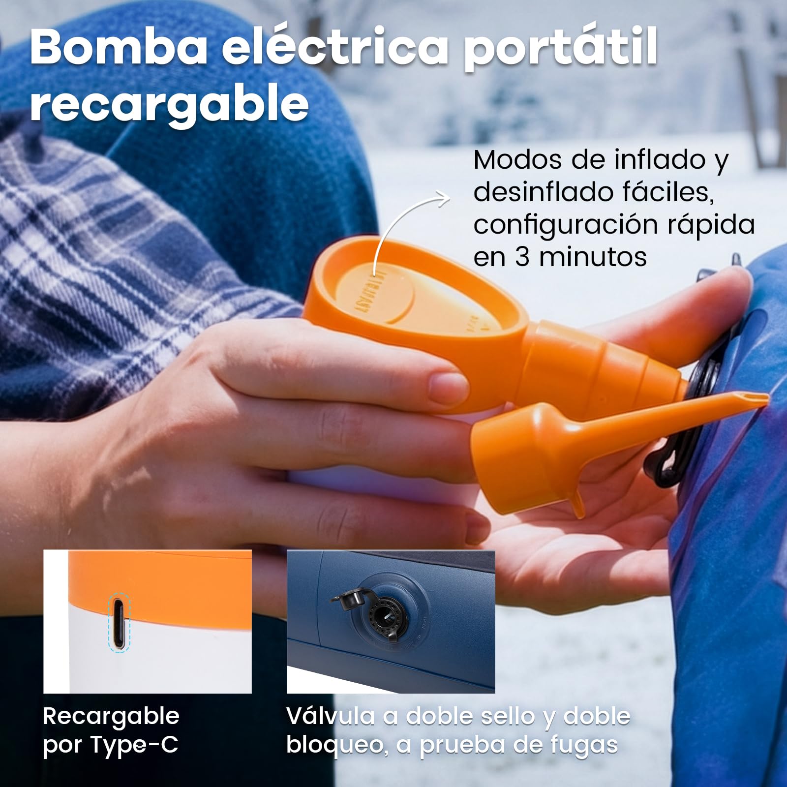 FUNDANGO - Cama de camping doble con bomba eléctrica, colchón hinchable con funda extraíble y lavable, marco plegable, portavasos, bolsa de transporte para adultos, tienda de campaña, invitados (200