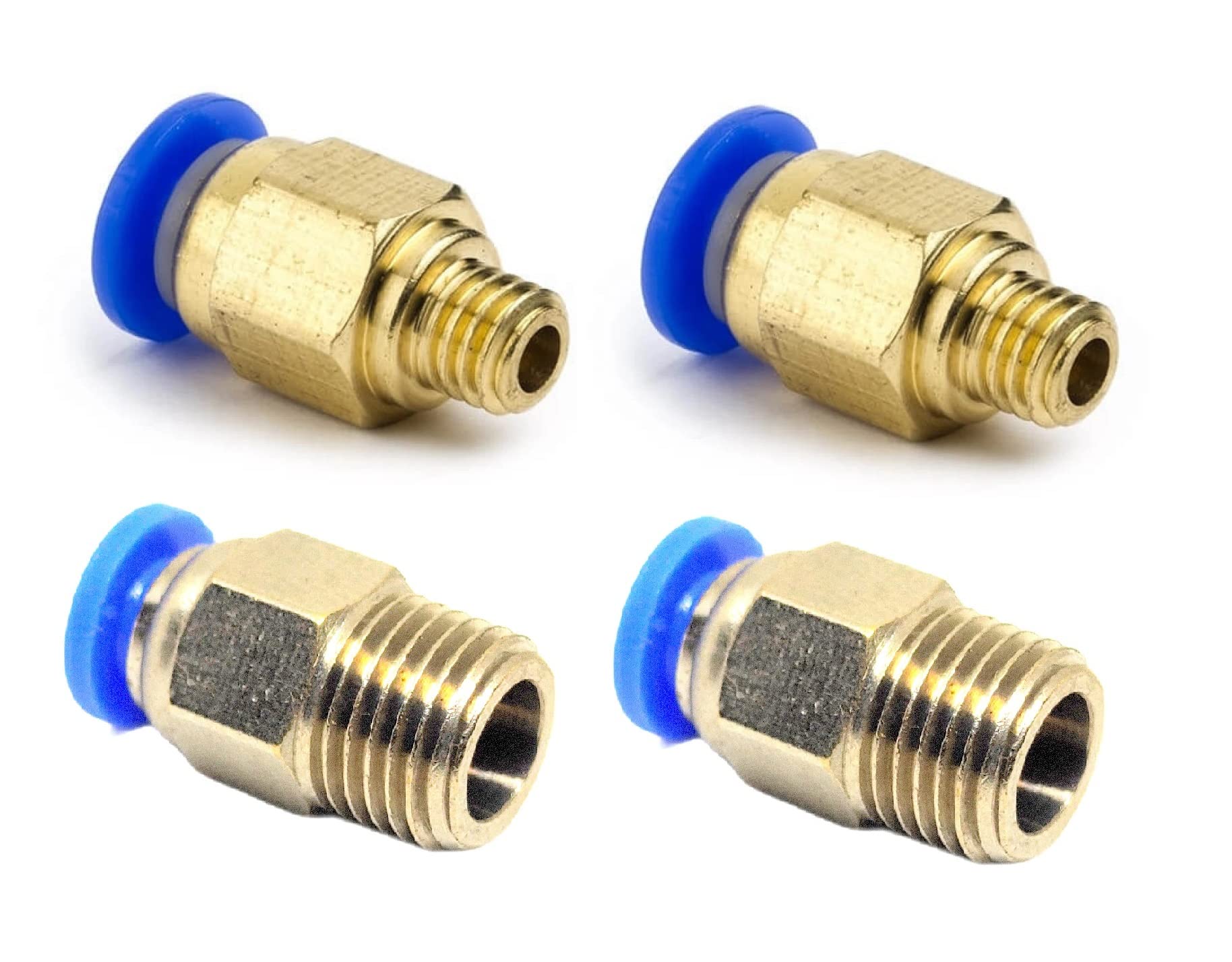 INVENTO 2Pcs PC4-M10 10mm + PC4-M6 6mm Threaded Pneumatic Push Air Fitting Connector for 4mm OD Pipe Tube For 3D Printer Extruder Bowden-picture-12