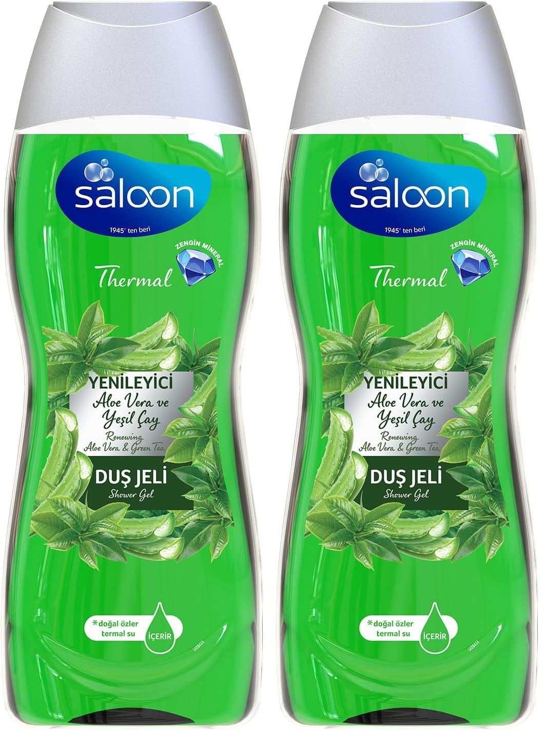 SALOON Therml Duş Jeli Yenileyici Aloe Vera & Yeşil Çay 450Ml 2li paket