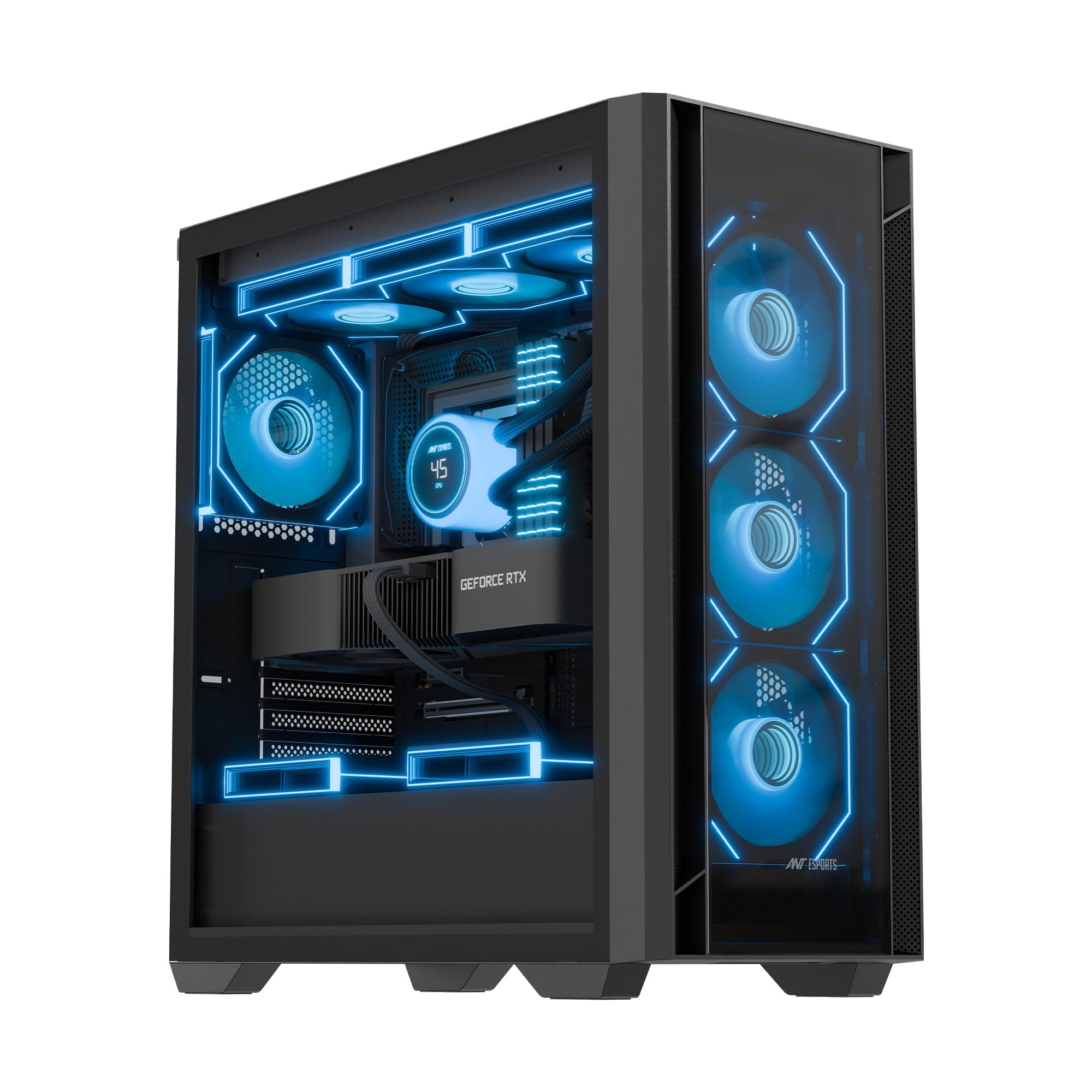 Ant Esports Aqua 360 4F Mid-Tower Gaming Cabinet - Black - Image 1