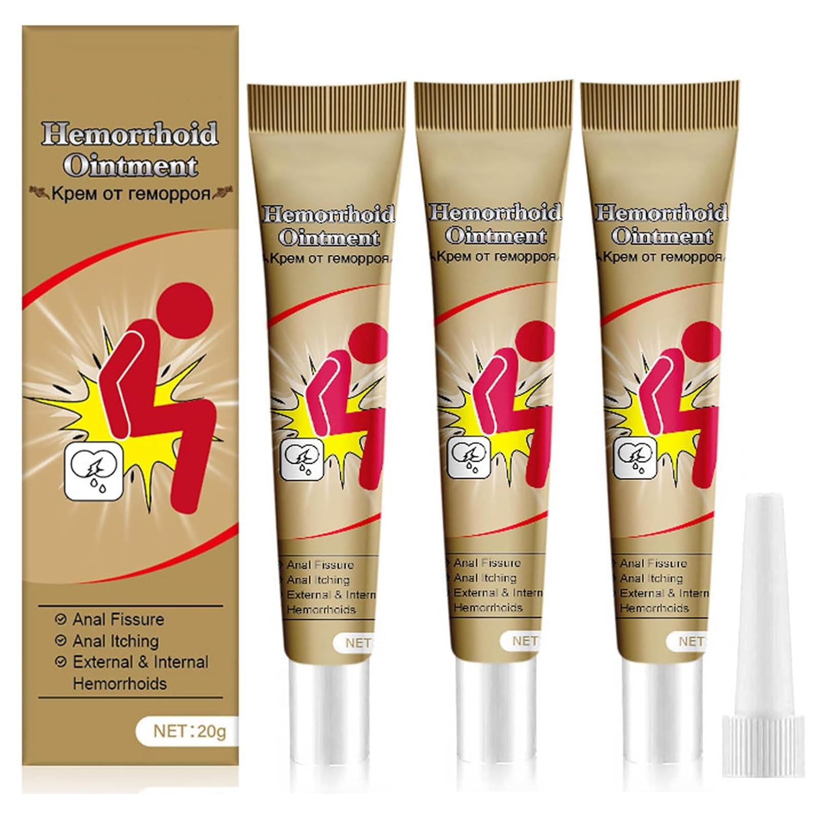 Hemorrhoid Cream, Natural Herbal Hemorrhoids Ointment, External Discomfort Relief, Body Massage Soothing Cream for Men and Women 20g / 0.7oz