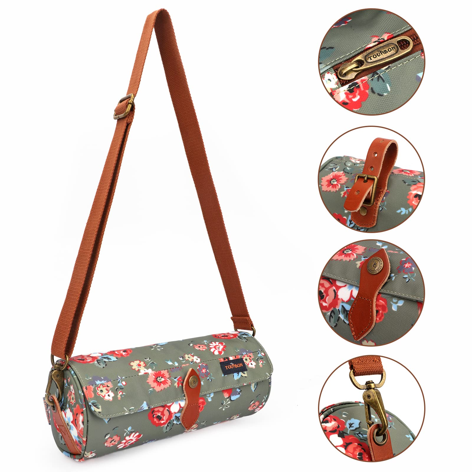 TOURBON Borsa da Bicicletta per Manubrio Anteriore Impermeabile - Borsa Portaoggetti con Tasche per Utensili - Motivo Floreale