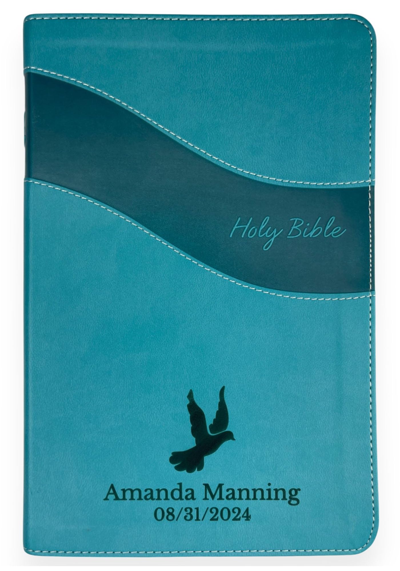 Personalized NIV Holy Bible Premium Indexed Small Print Bible | Custom Engraved with Name or Text on Faux Leather Cover | Custom Gift for Christian & Religious Celebrations | Teal