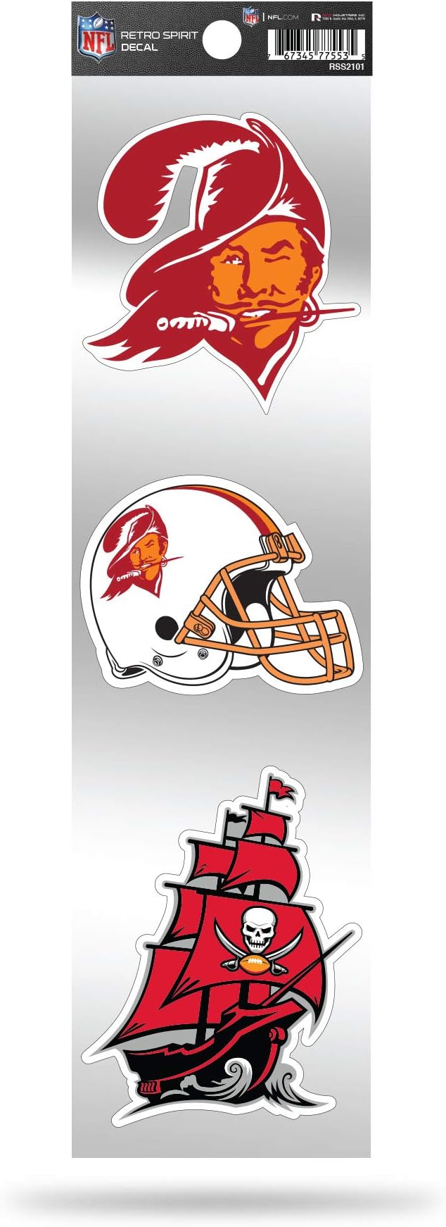 Rico Industries NFL Tampa Bay Buccaneers 3-Piece Retro Spirit Decals
