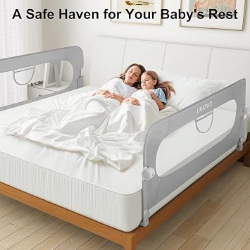 40 Inch Bed Rail for Toddlers,Swing Down Kids Bed Rails Guard for Twin,Full,Queen,Bunk Size Bed,Extra Tall Child Bed Rail Guard with Reinforced Anchor Safety System,40 L x 31 H,Grey