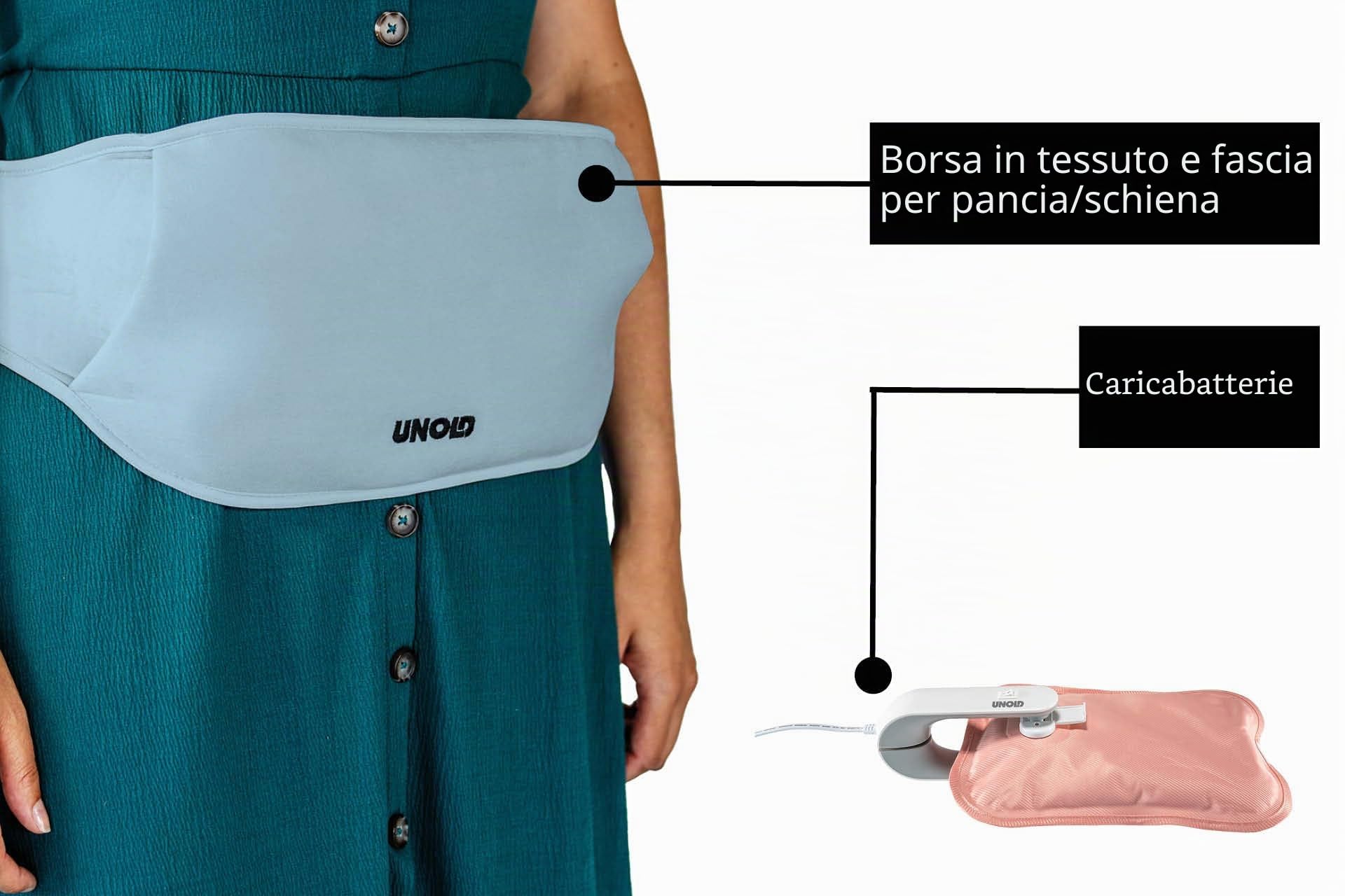 Unold 86018 Thermi - Borsa dell'acqua calda elettrica, blu, calore benefico su pancia, schiena, collo, maneggevolezza sicura, senza acqua calda, senza elettrosmog, fino a 65 °C