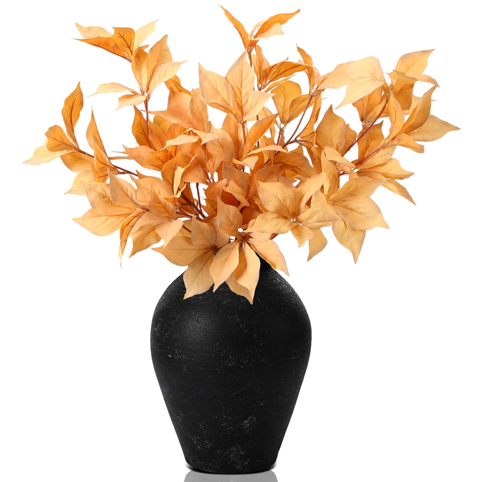 Photo 1 of Janinka 3 Pcs 33" Fall Artificial Filbert Leaves Stem, Yellow