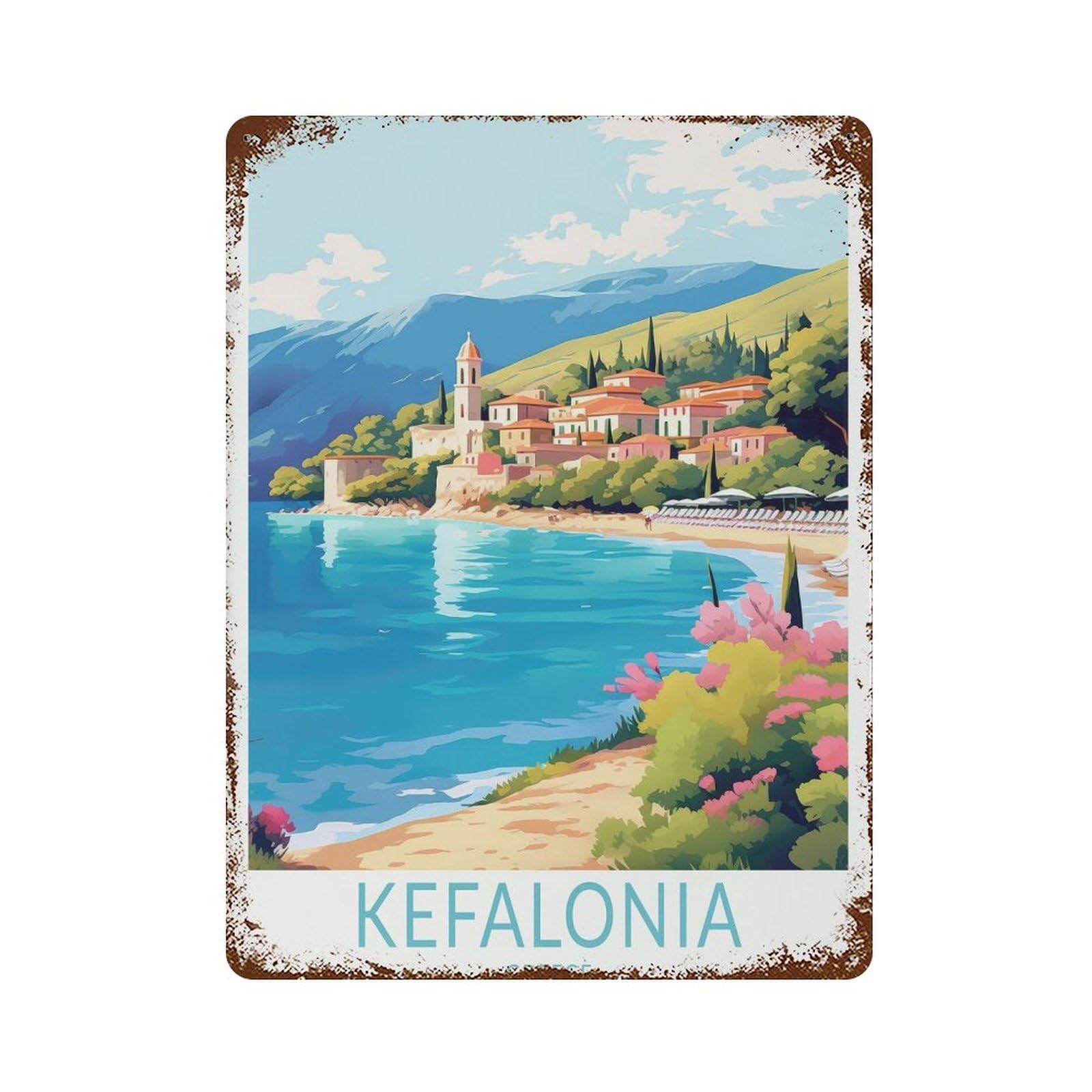 xiaoxiaoshen Kefalonia Travel Greece Custom Personalized Birthd (2) Wall Decor Art Metal Tin Poster Modern Home Decor Art Home Bar Shop Decorations Vintage Sign 40x30cm