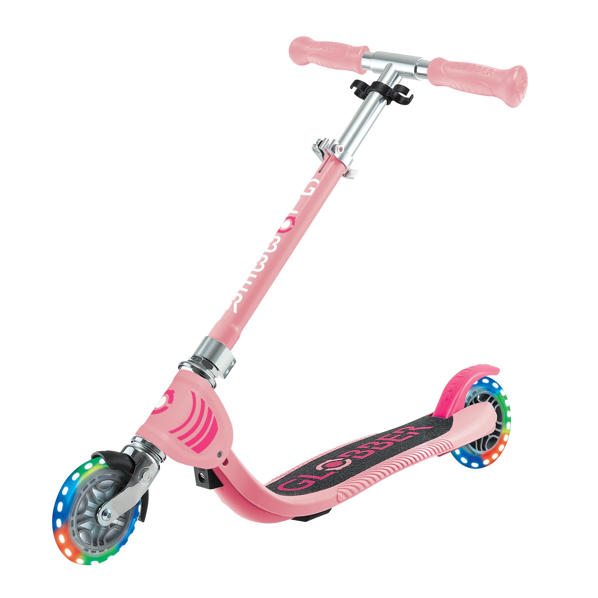 Globber Flow Foldable Junior Lights – Tretroller mit 2 Rädern faltbar – mit verstellbarem Lenker und leuchtenden Rädern – ab 3 Jahren – für Kinder