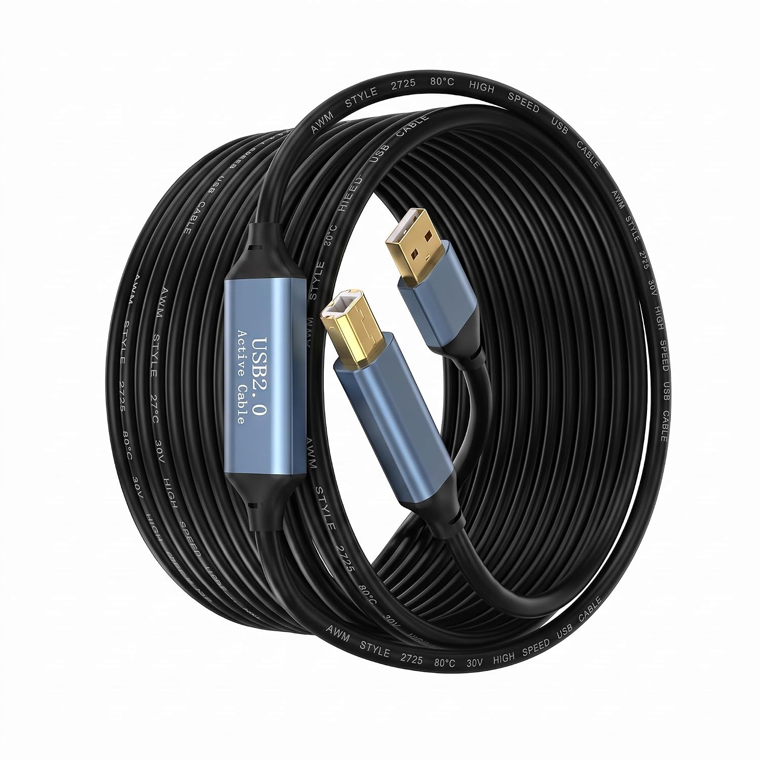 Кабель для принтера 10 м 2.0 USB A — USB B, 480 Мбит/с