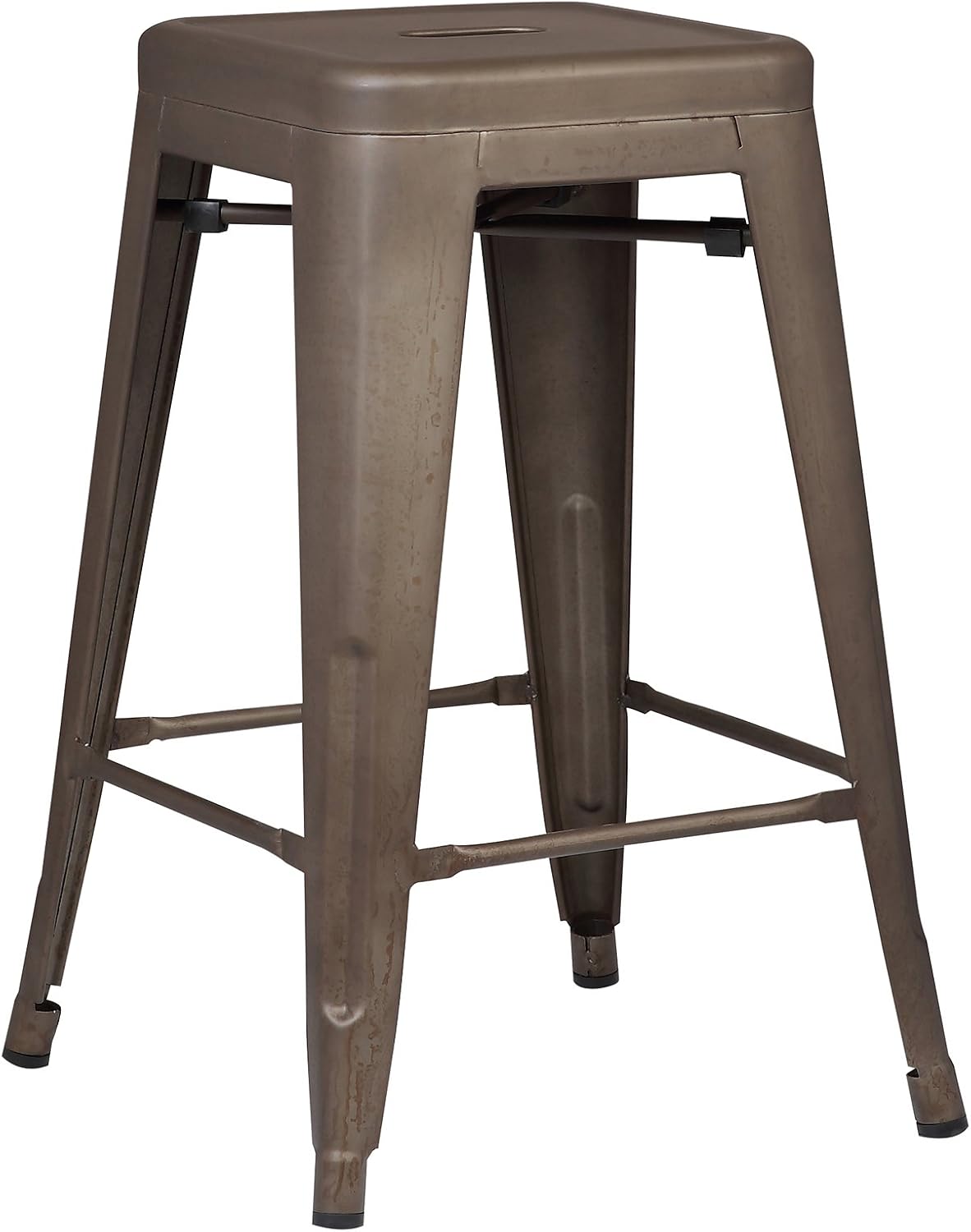 EdgeMod Trattoria 24' Counter Height Industrial Bar Stool, Stackable, Bronze (Set of 4)