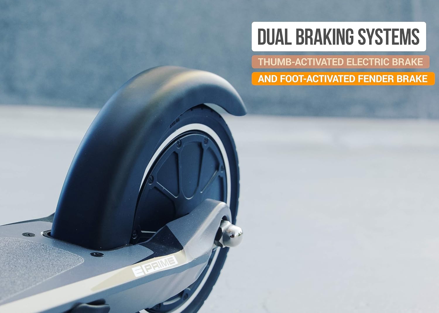 Foot-activated fender brake on Razor E Prime