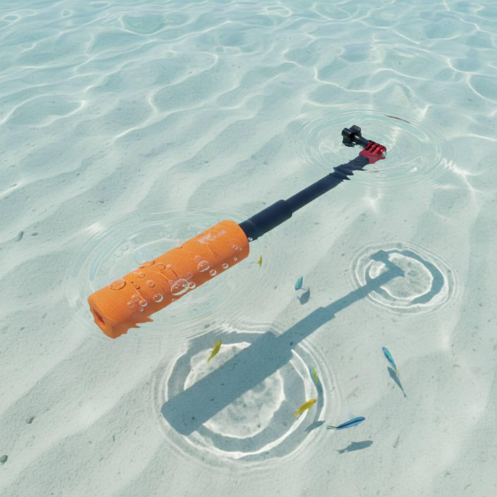 Support Caméra Flottant Perche Télescopique Compatible Multidispositifs Manche Mousse Ergonomique Résistant à l'eau Adapté à la Plongée Baignade Surf, 70CM