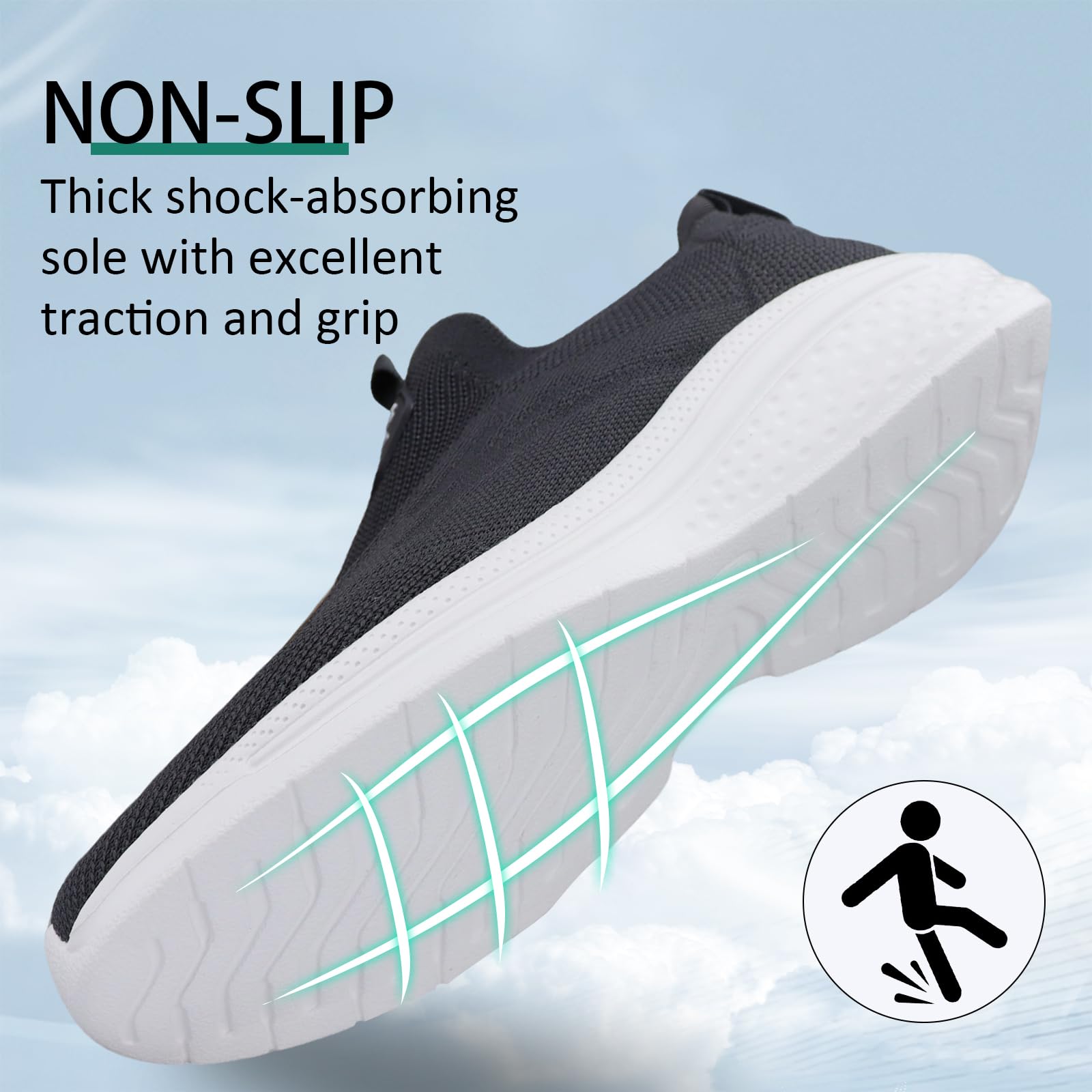 Giniros Sneaker Uomo Infilare Scarpe Uomo Senza Lacci Slip on Sneakers Scarpe da Running Corsa Leggero Corsa Camminare Scivolare Scarpe da Ginnastica Outdoor Jogging Sportive Scarpe