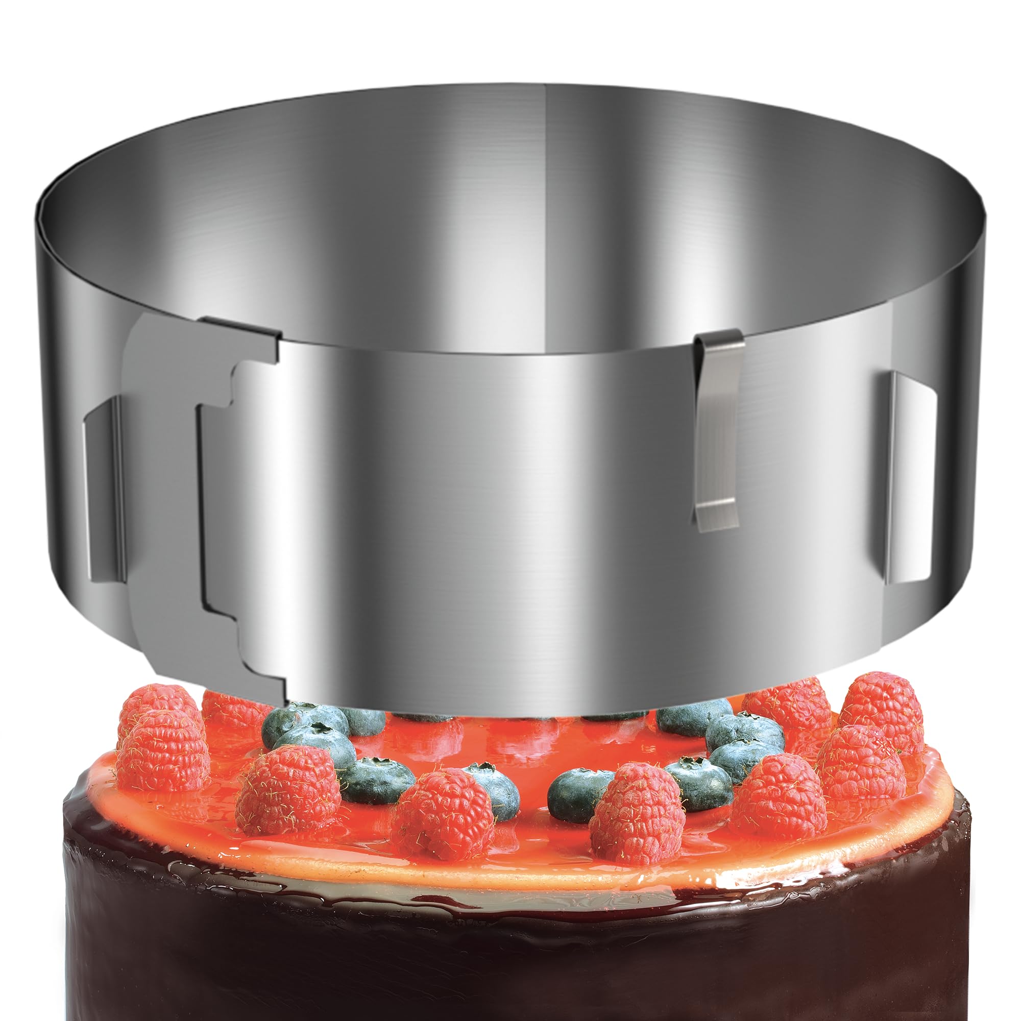 4smile Tortenring verstellbar hoch 7,5 cm - Edelstahl Backring verstellbar 16-30 cm - Formstabile Tortenform mit Arretierung zum Backen und für die Torten-Zubereitung