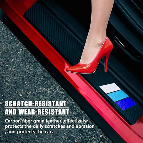 Miniatura 6 de Adhesivos protectores de umbral de puerta tricolor para Tacoma Tundra 4Runner Sequoia Rav4 Highlander (paquete de 4, azul)