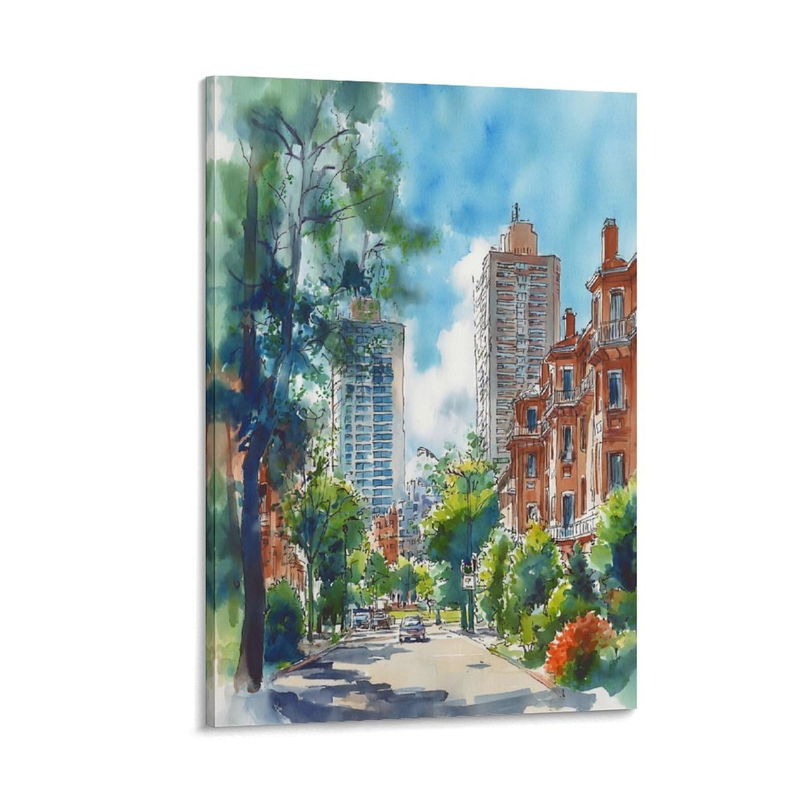 XWYMXZ New Orleans Cityscape 20x30inch(50x75cm) Vintage Travel Poster Watercolor Canvas Art