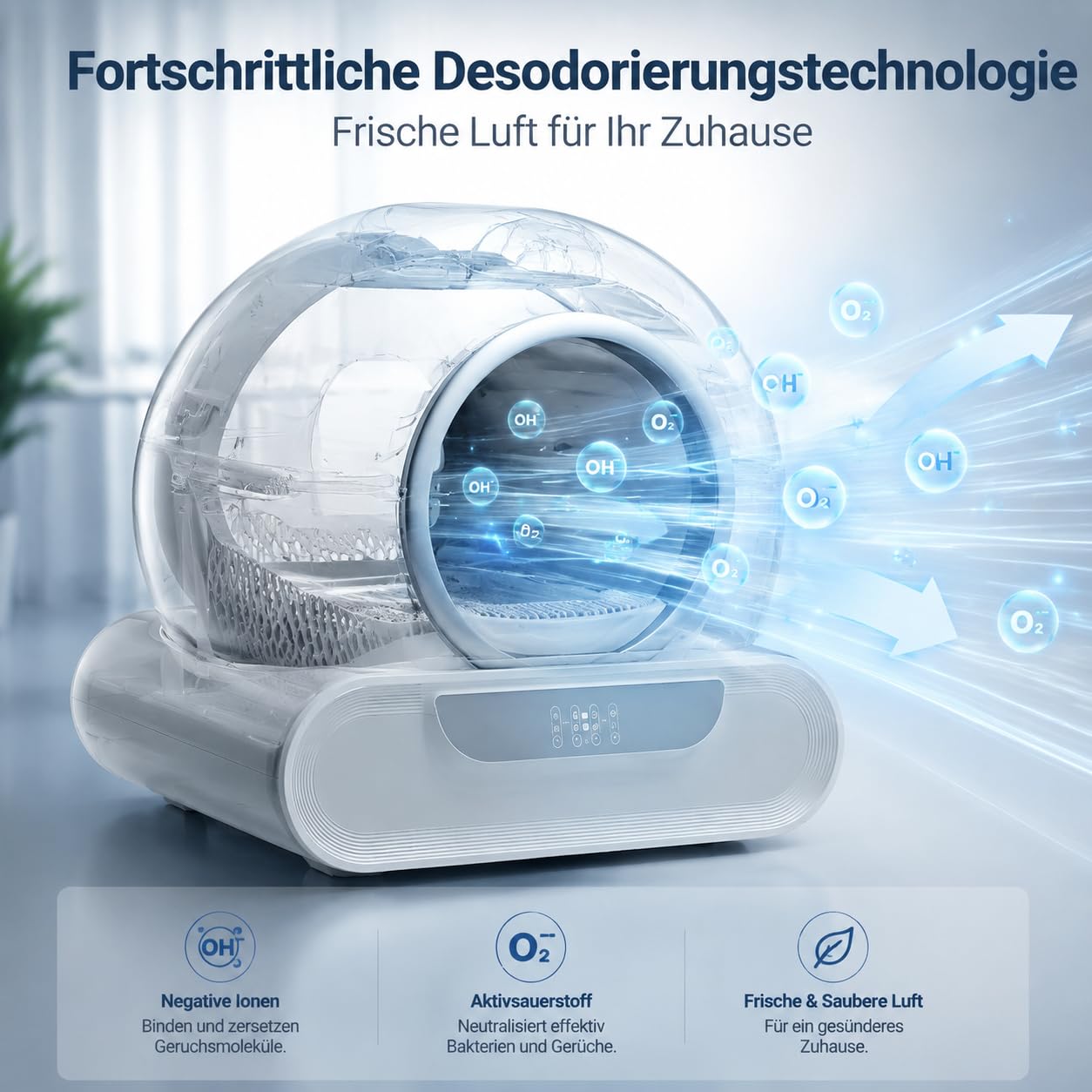 Automatische Katzentoilette XXL 65L, Selbstreinigendes Katzenklo mit App-Steuerung, Geruchsfrei & Geschlossen, Elektrische Katzen Toilette für 2+ Katzen