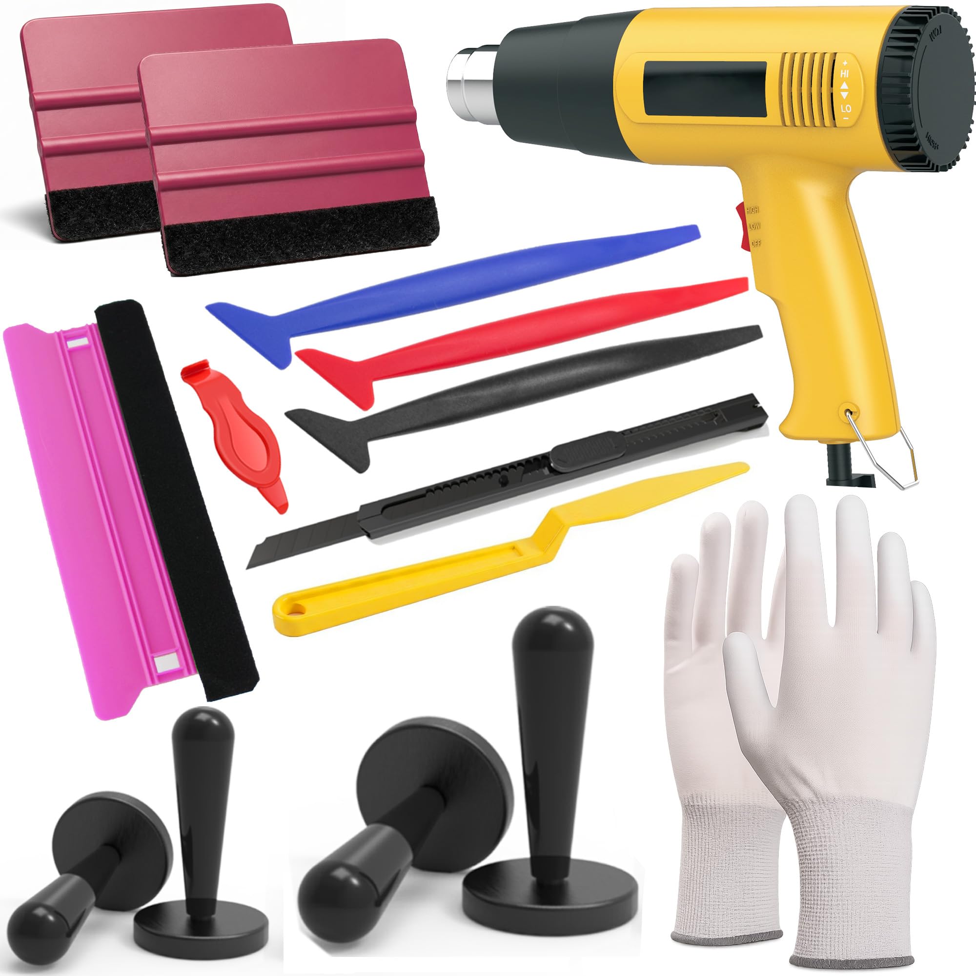 Spanno Heat Gun for Vinyl Wrap, Car Wrap Kit for Window Tint, Include Heat Gun, Plastic Squeegees, Magnet Holder, Gloves