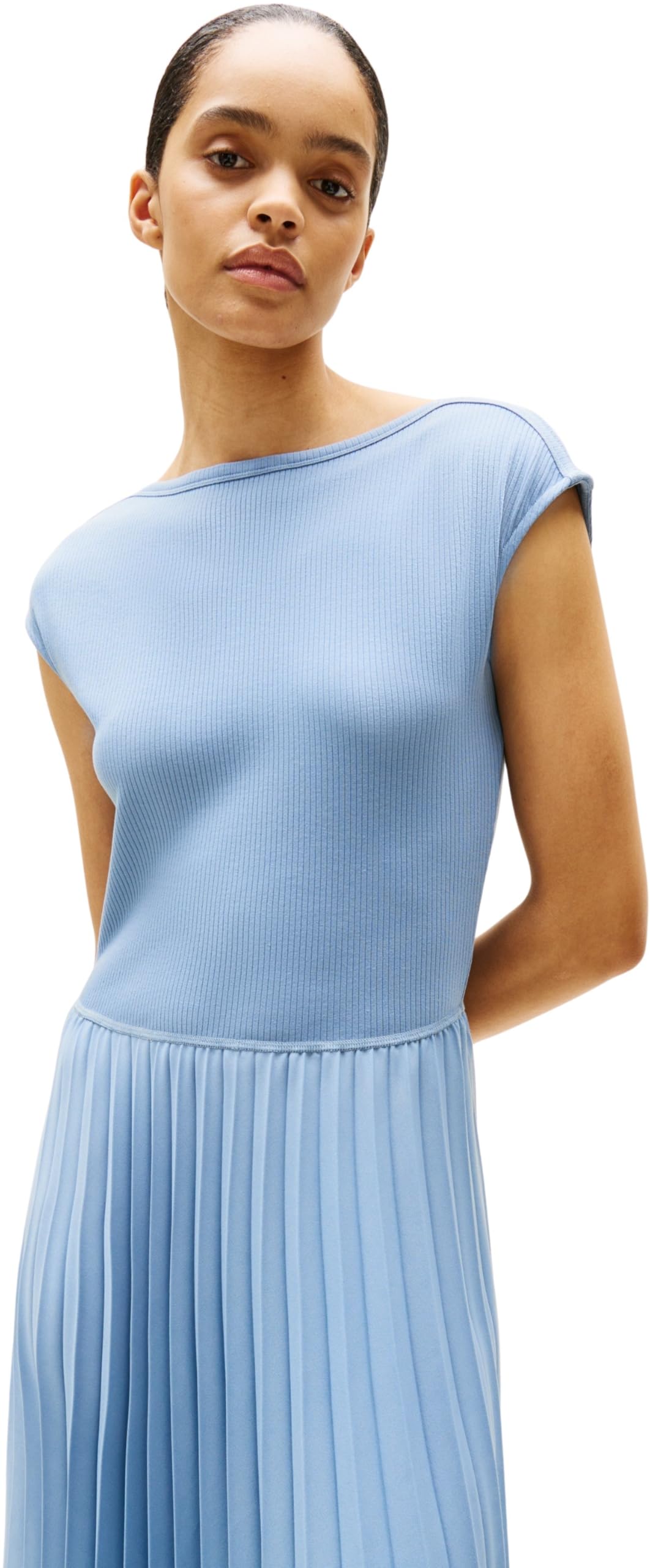 Tommy Hilfiger Sukienka damska rozkloszowana, Niebieski (Brisk Blue), L