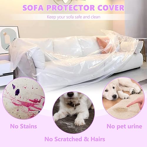 Miniatura 4 de STARTWO Funda de sofá de plástico para mascotas, funda de sofá resistente a arañazos para protección contra garras de gatos y perros, fundas de