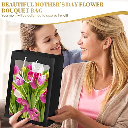 Miniatura 5 de 24 bolsas de regalo transparentes con ventana de 13.8 x 9.8 x 5.9 pulgadas, bolsas de regalo transparentes con asa, bolsas de papel para el día de