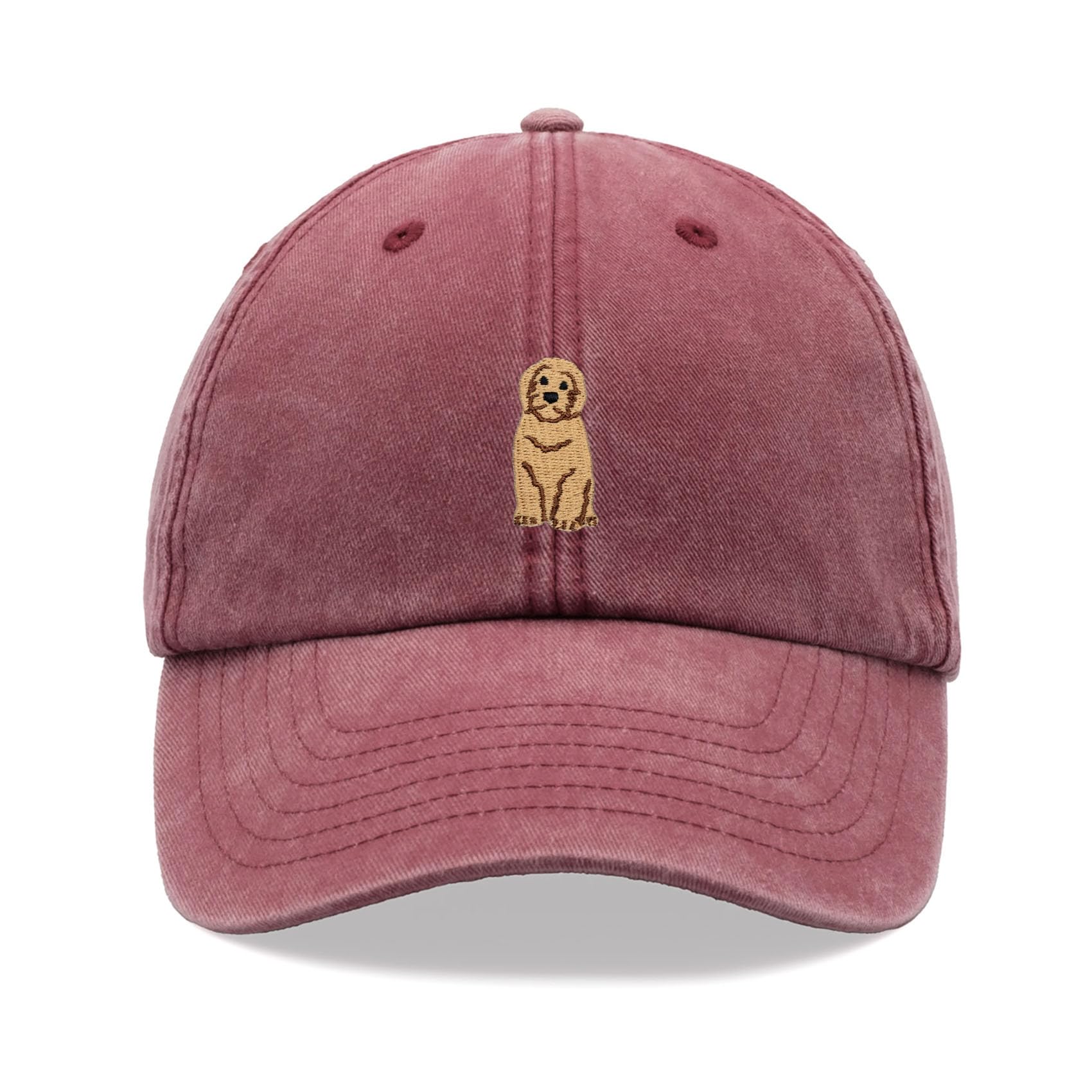 Doodle Dog Golden Baseball Cap Vintage Washed Unisex Dad Hat Adjustable Labradoodle Goldendoodle Red