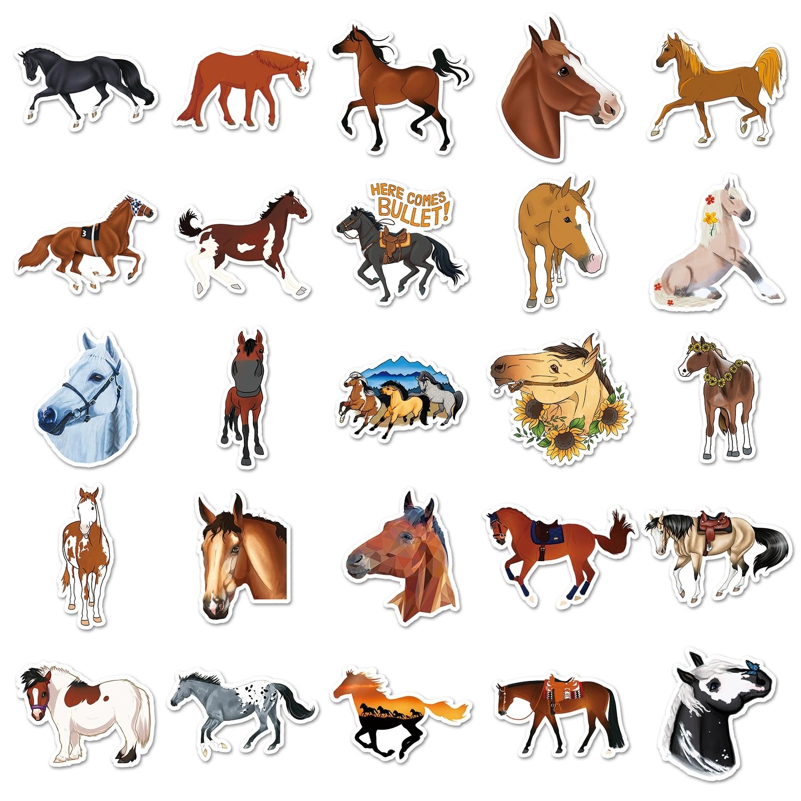 100 Pcs Horse Stickers for Kids Teens Adults Boys Girls Gift Horse Stickers Pack for Laptop,Skateboard,Luggage,Car,Bike - Image 2