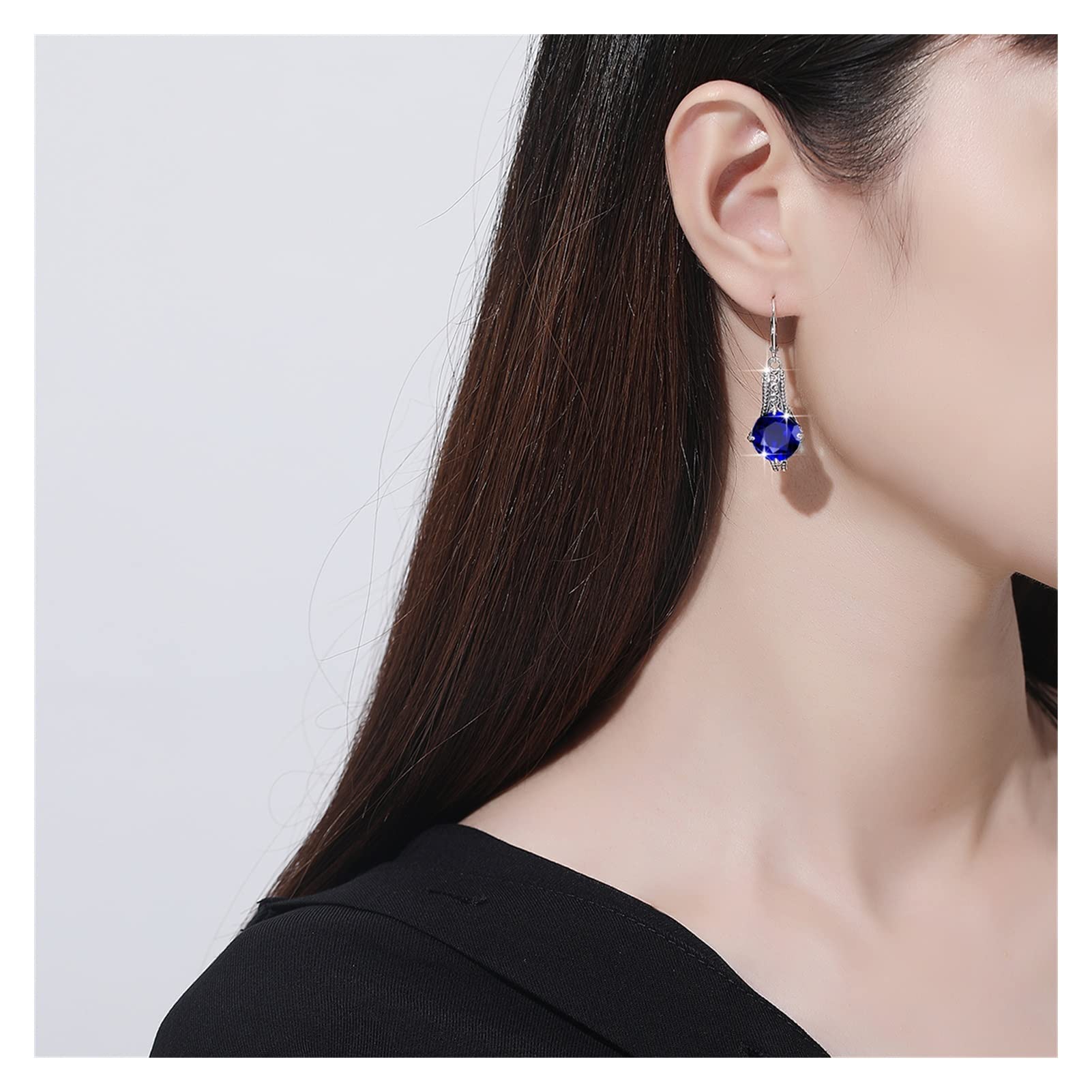 Orecchini A Borchia In Argento 925 Con Cristallo Swarovski – 10 Mm, Colore Blu Zaffiro, Semisferici Luminosi