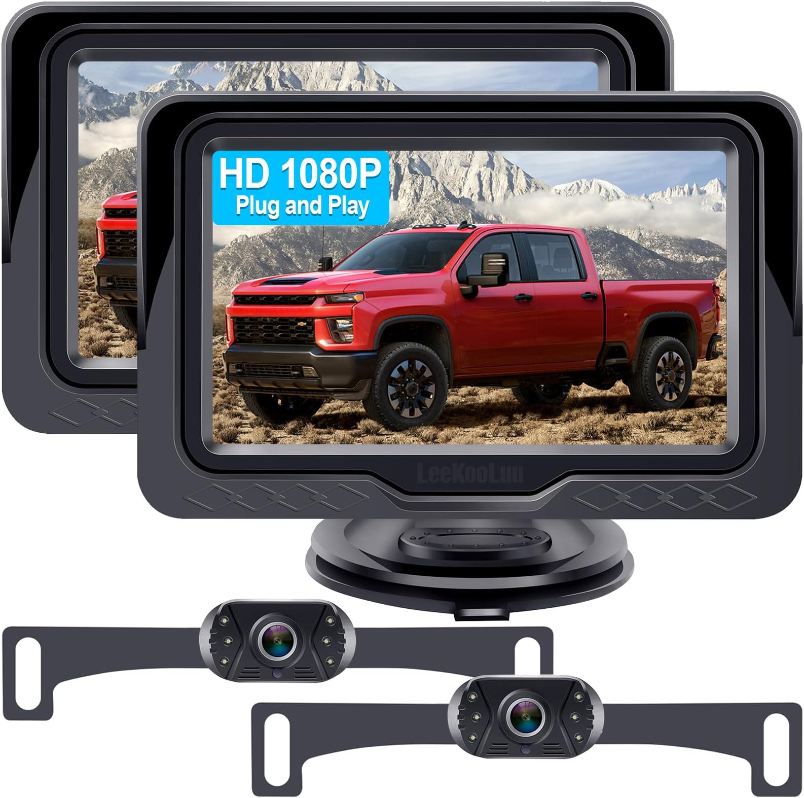 Backup Camera Ease Install for 2 Cars - 2-Pack, Plug & Play, HD 1080P Rear View Camera Kit, Waterproof, Night Vision for Car, Truck, SUV, Van