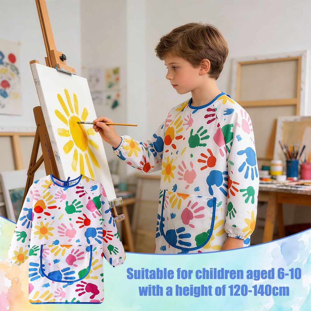 Zasjon Delantal Niño Infantil, Bata Pintura Plastico Niños 8 a 10 Años, Con Bolsillos y Mangas, Impermeable, Adecuado para Pintura ArtíStica Escolar, Cocina y Actividades de Laboratorio — view 6