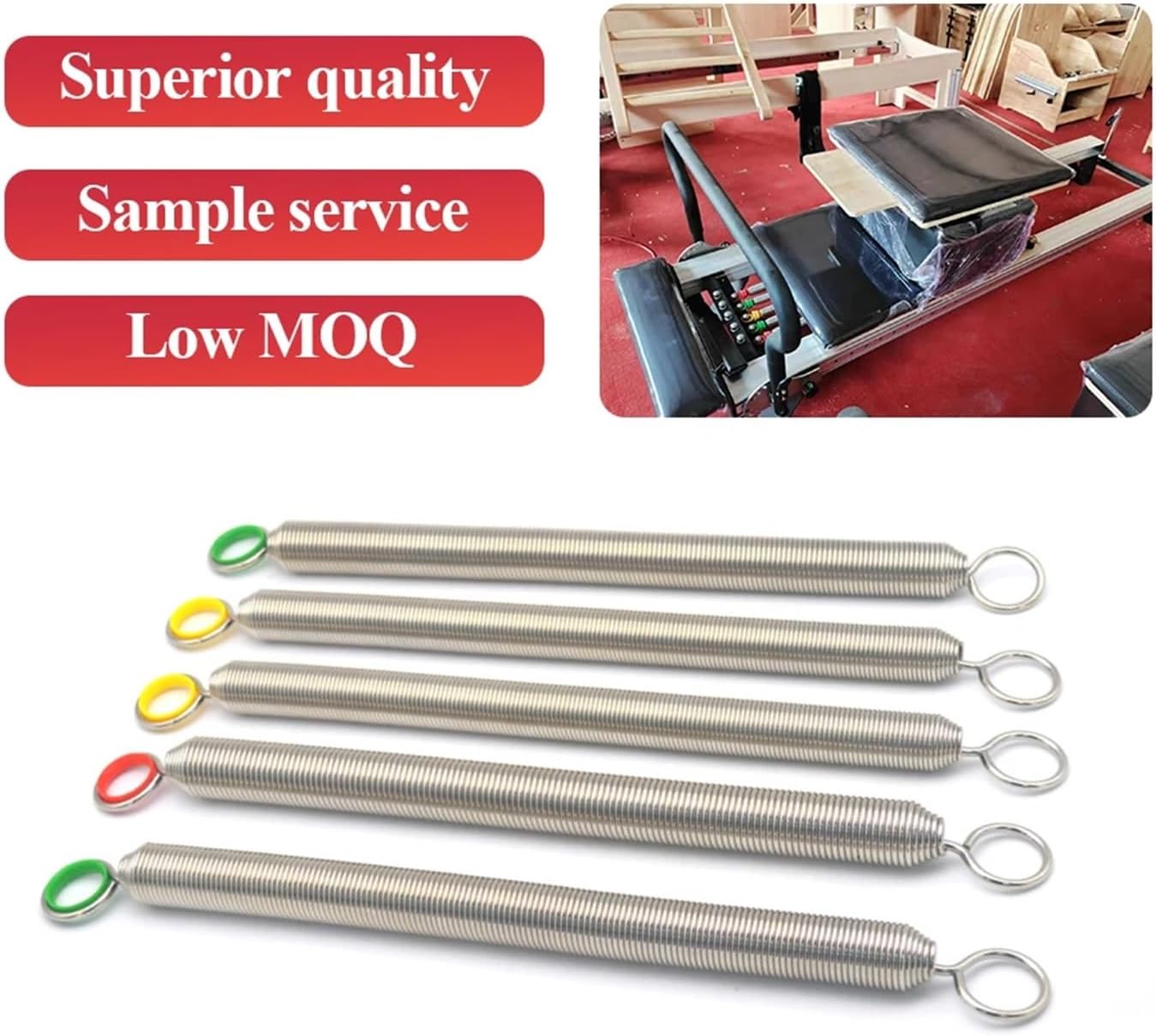 Pilates Reformer Equipment Accessories, Pilates Pro Extra Resistance Springs or Yoga Music Wire Steel Tension Springs