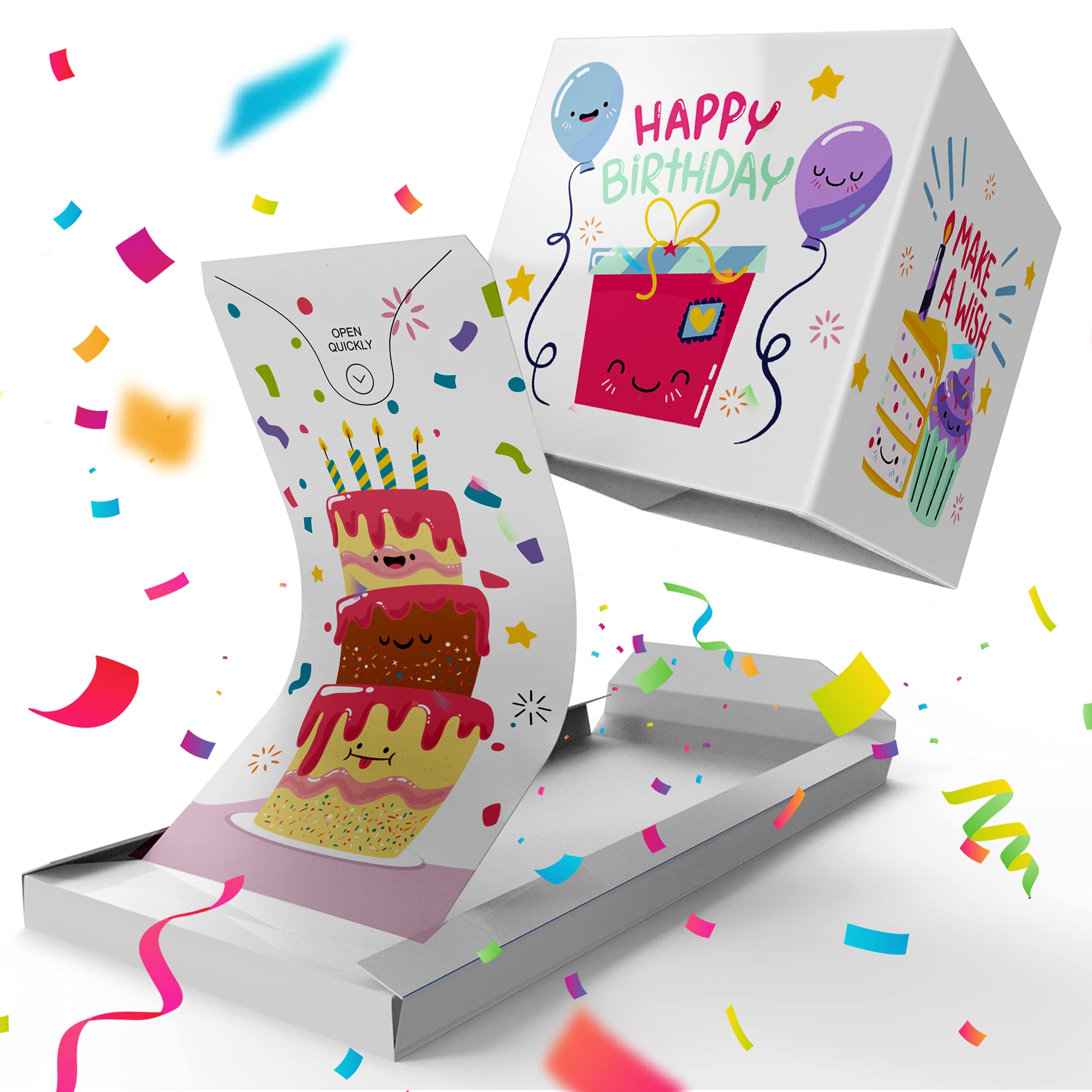 «BOOM» Exploding Confetti Birthday Card (Party Time), Prank Confetti Pop up Surprise Greeting Card
